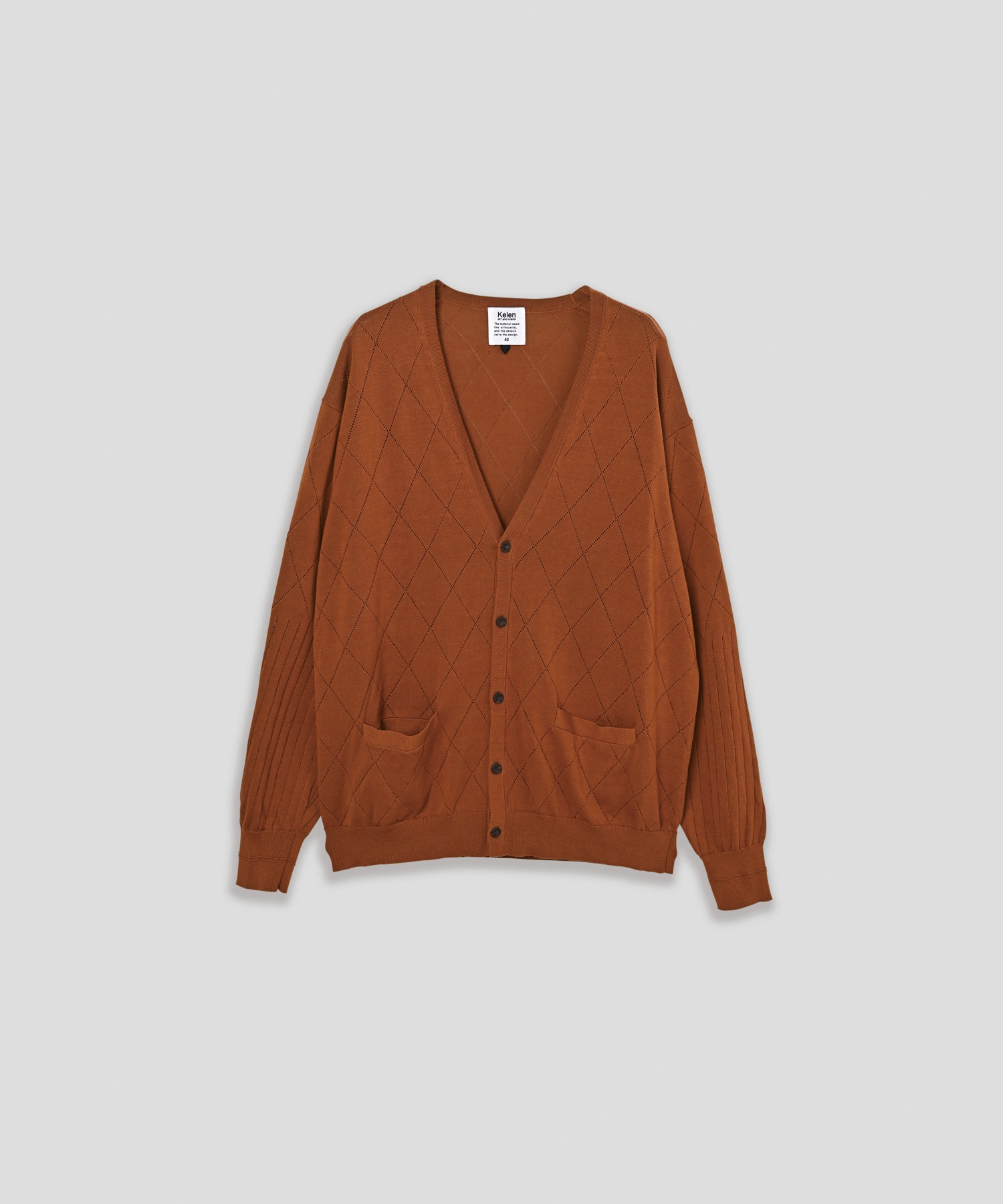 KELEN MENS Openwork Knit Cardigan — мужской кардиган