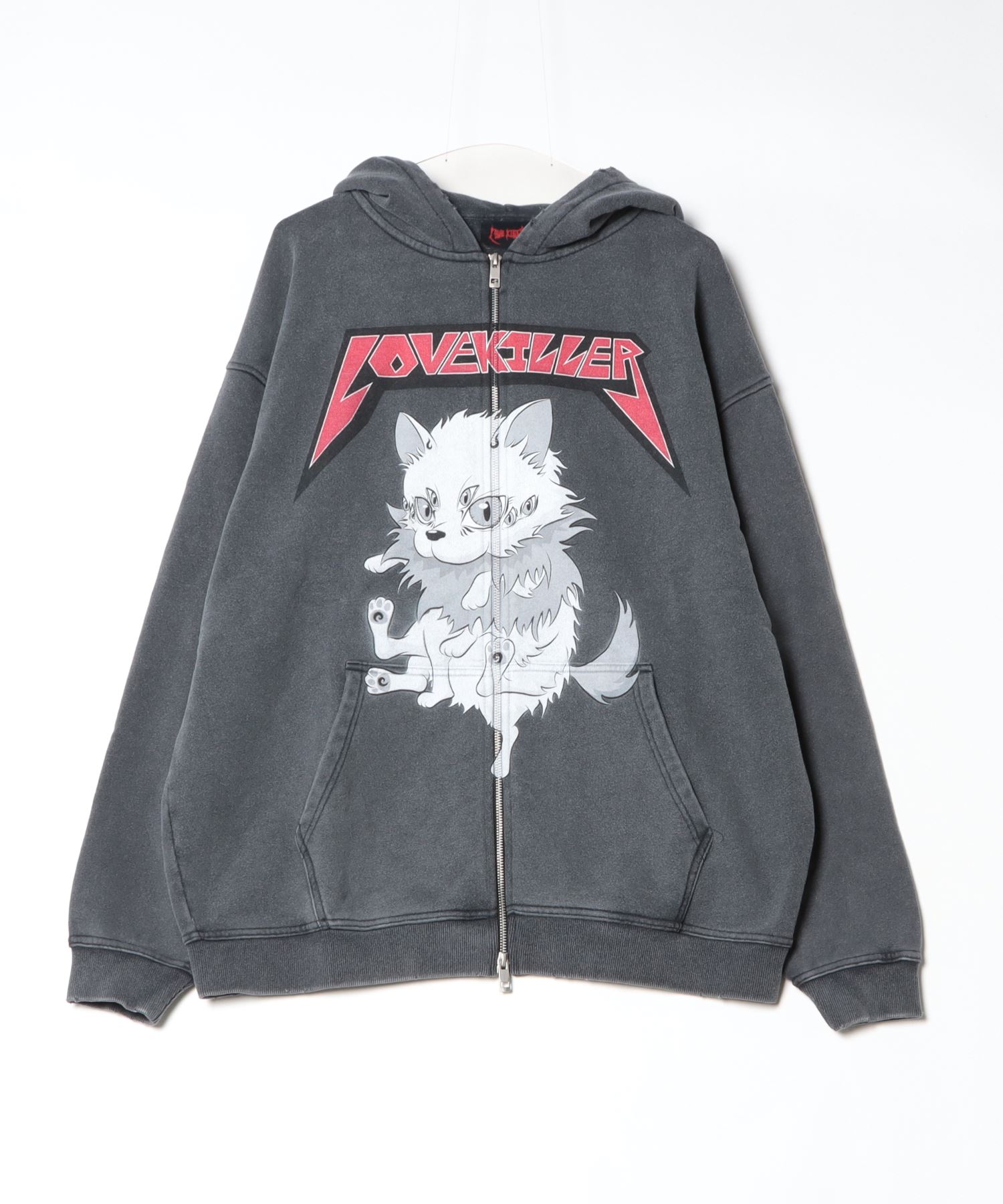 LOVE KILLER スパイダーウェブ パーカー A'GEM/9 × .kom 『LOVE KILLER/ラブ キラー』UMA spider cat zip
