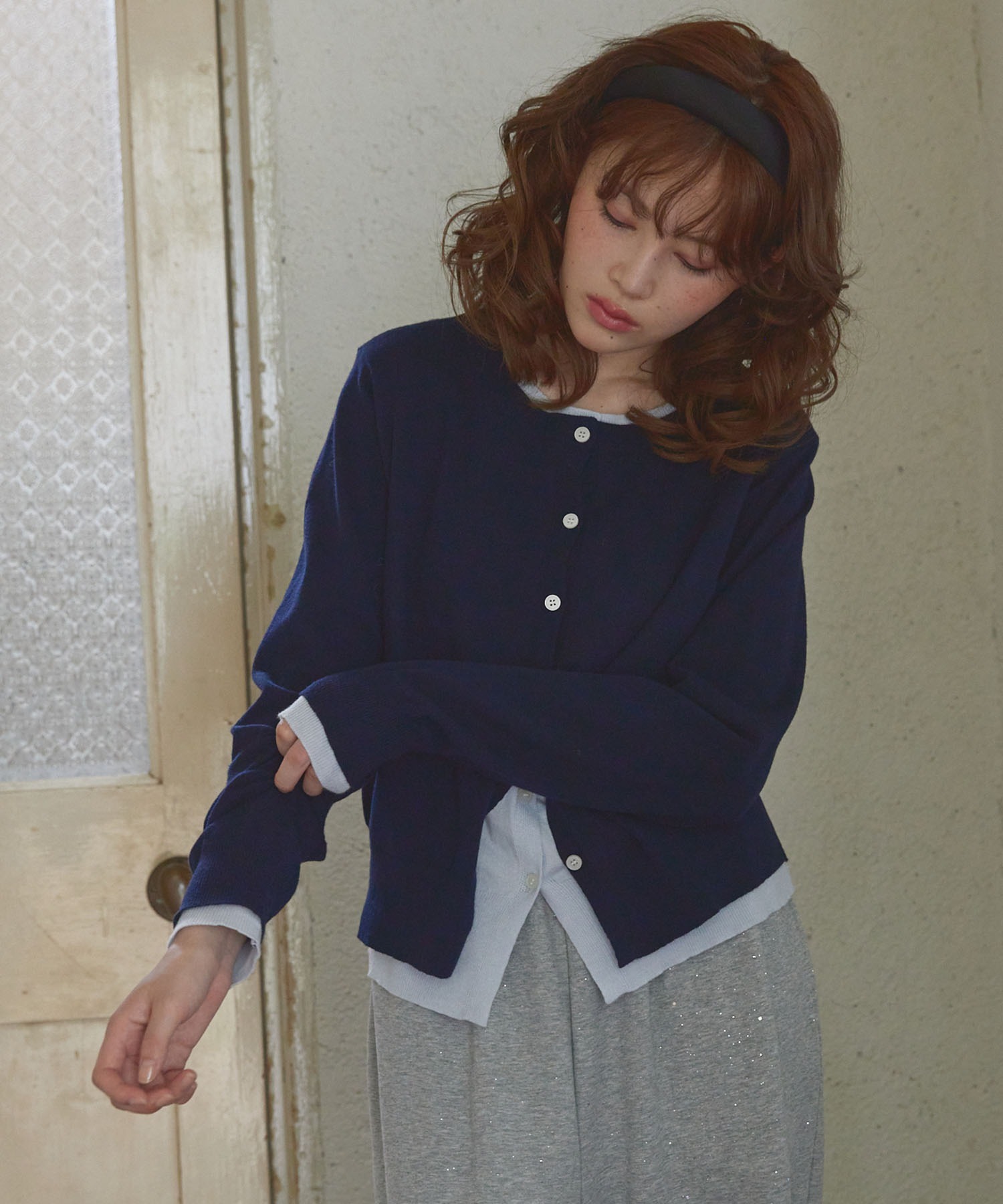 Unblend】フェイクレイヤード配色 ニットカーディガン Unblend│MONO