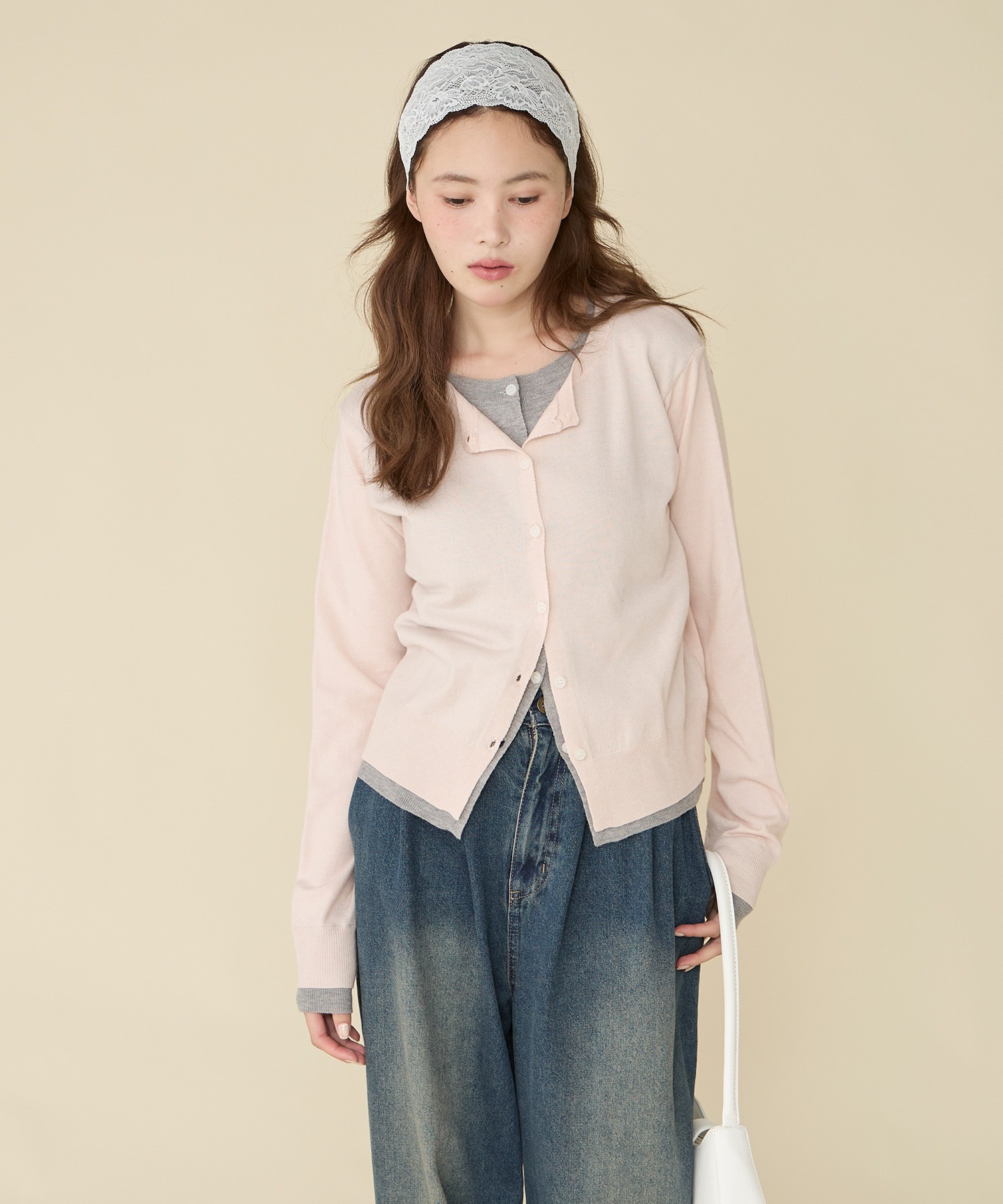 ⬜︎Y様おまとめ分 Unblend】フェイクレイヤード配色 ニットカーディガン Unblend│MONO