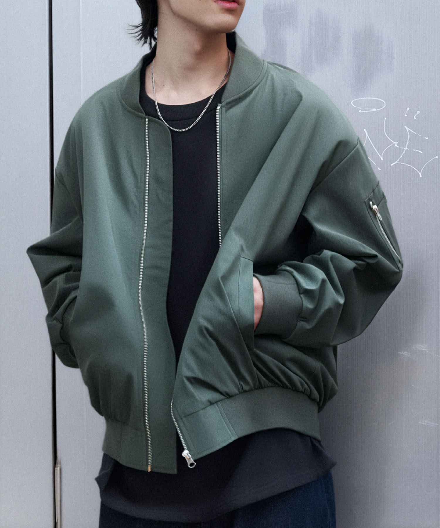 撥水>ナイロンストレッチオーバーサイズMA-1 MONO-MART│MONO