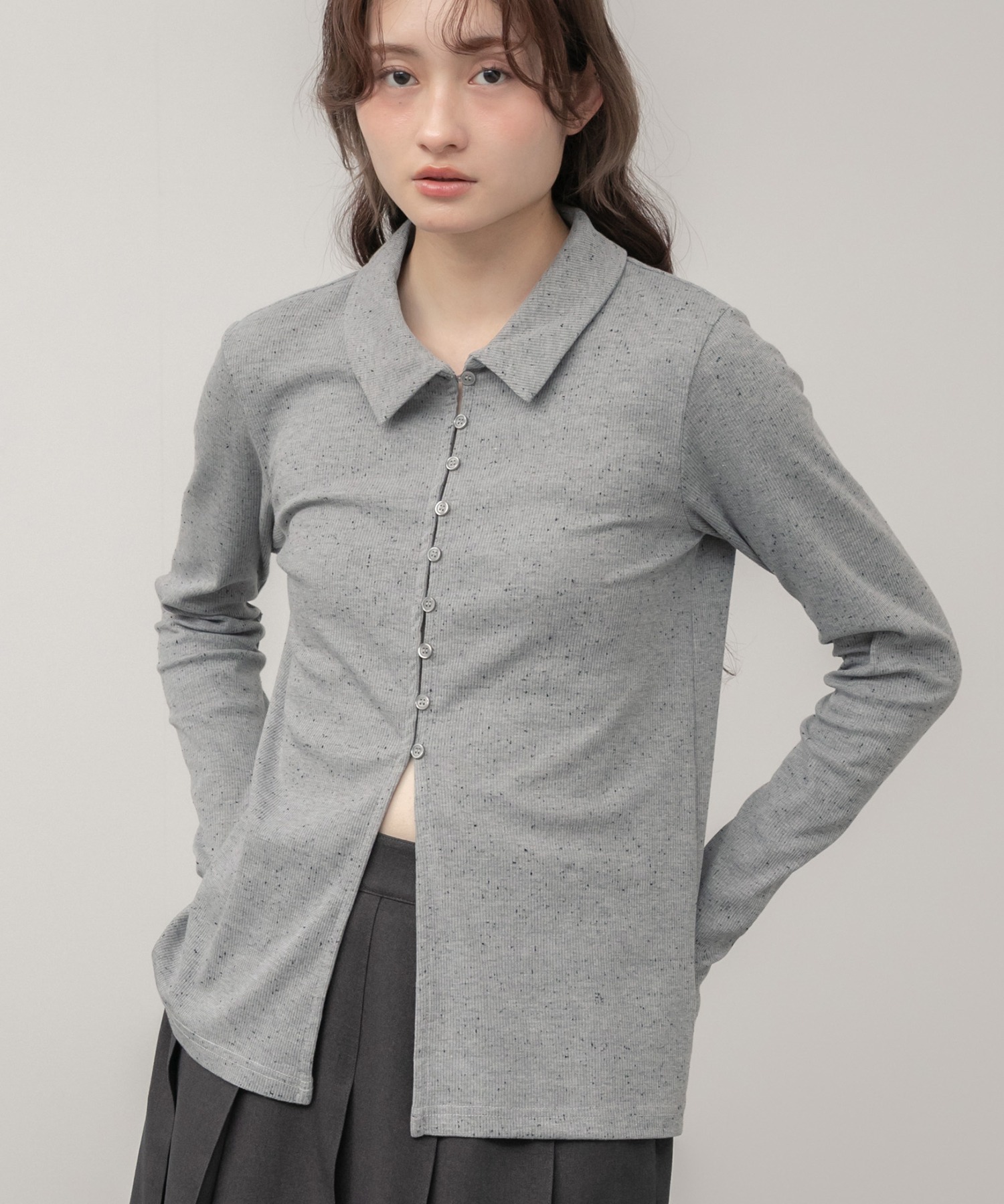 Непринужденный поло-кардиган/длинный рукав Poloshirt в корейском стиле, весна/осень/зима, белый
