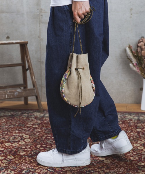最大61％オフ rehacerrehacer 【代引き不可】 : 2 Way Leather '巾着”Bag in メイドインジャパン Japan '巾着”バッグ Made レザー