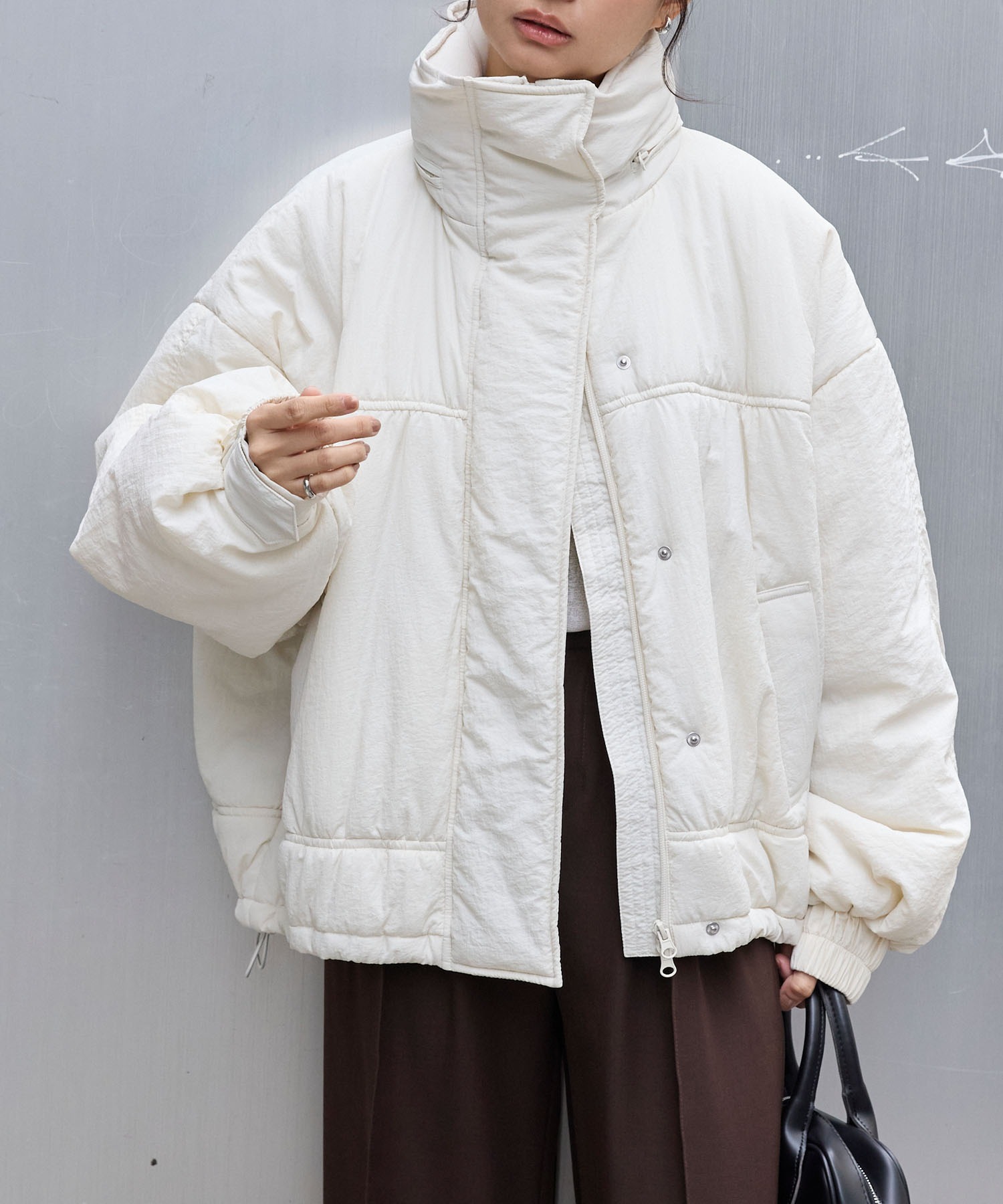 撥水>2WAYドロストボリュームスリーブ 撥水ショート丈中綿モンスター