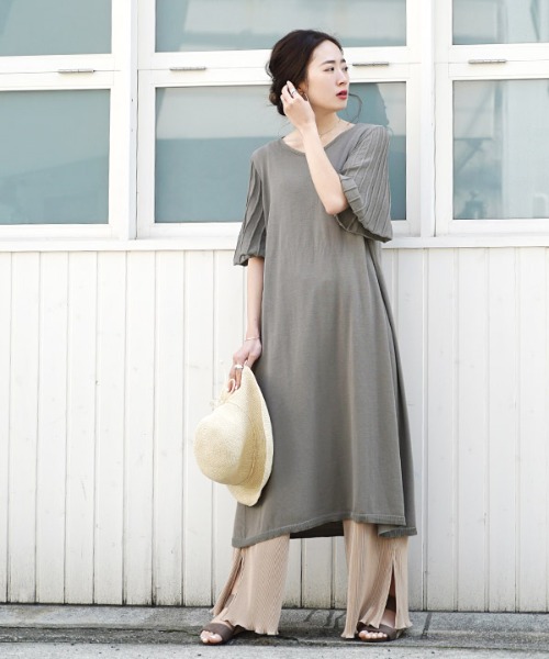 バリアクール サマーニット プリーツスリーブ 人気商品 ワンピース