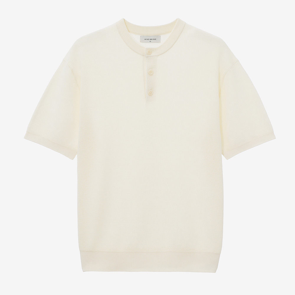 [ON] Linen-like Henley neck over-boys размер S–5 цветов — поло с коротким рукавом