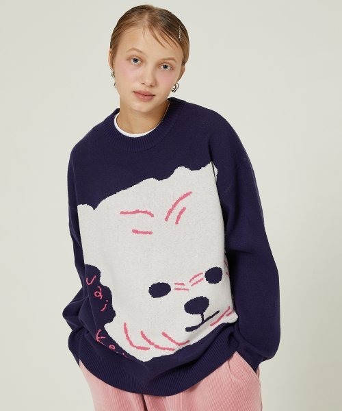 A'GAM/9×.kom『WaiKei/ワイケイ』Maltese big graphic knit/ビッグ犬 