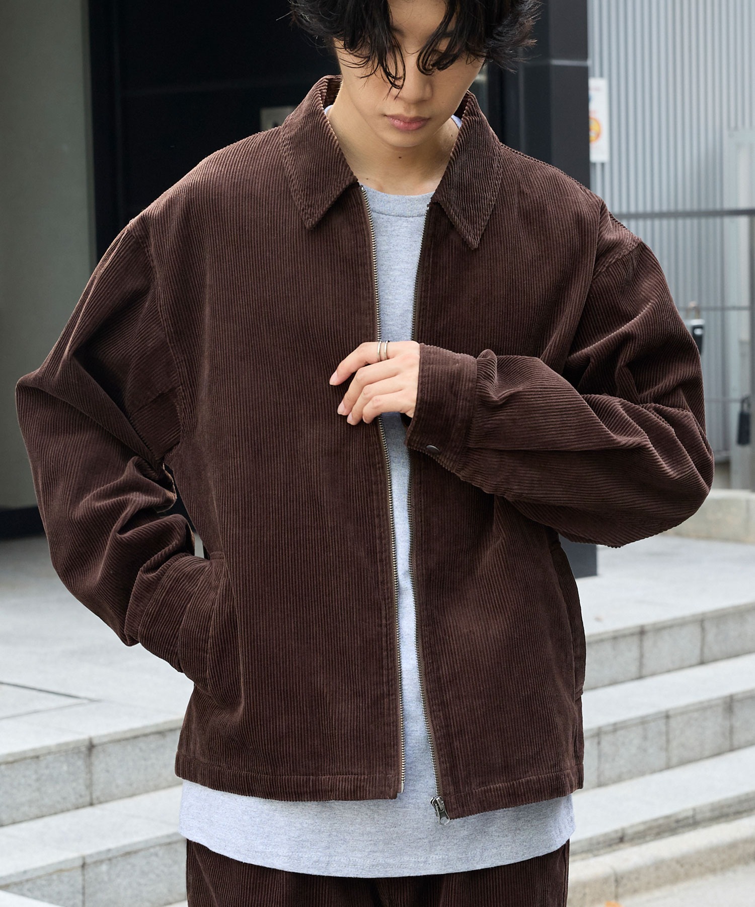 ヴィンテージライクコーデュロイ ジップアップステンカラーブルゾン
