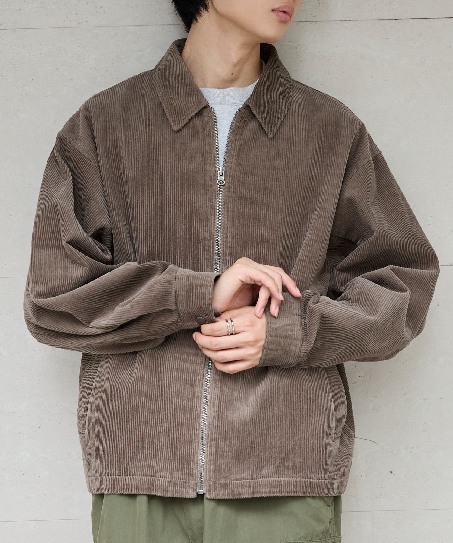 ヴィンテージライクコーデュロイ ジップアップステンカラーブルゾン