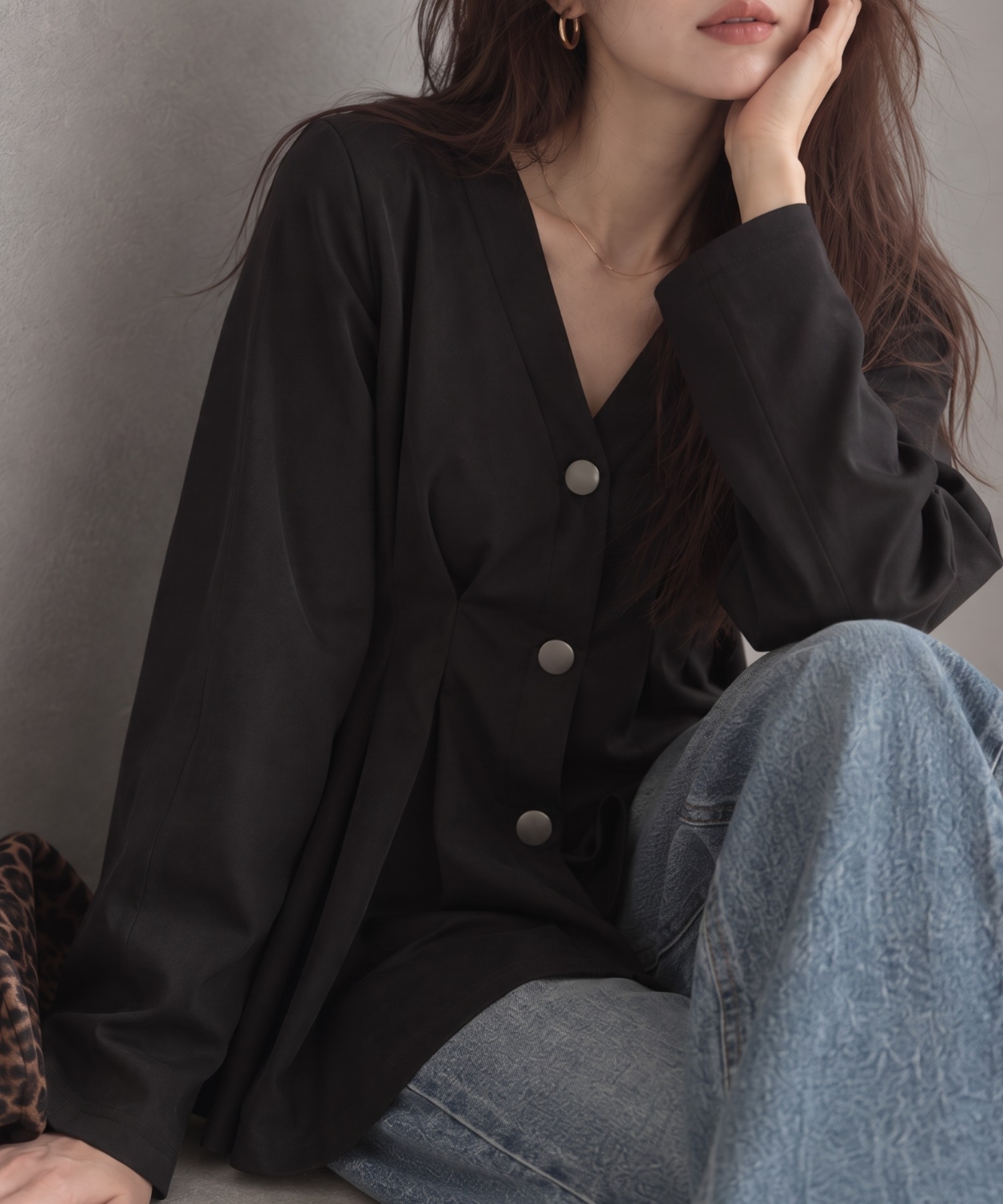 モデル身長：158cm
着用サイズ：FREE