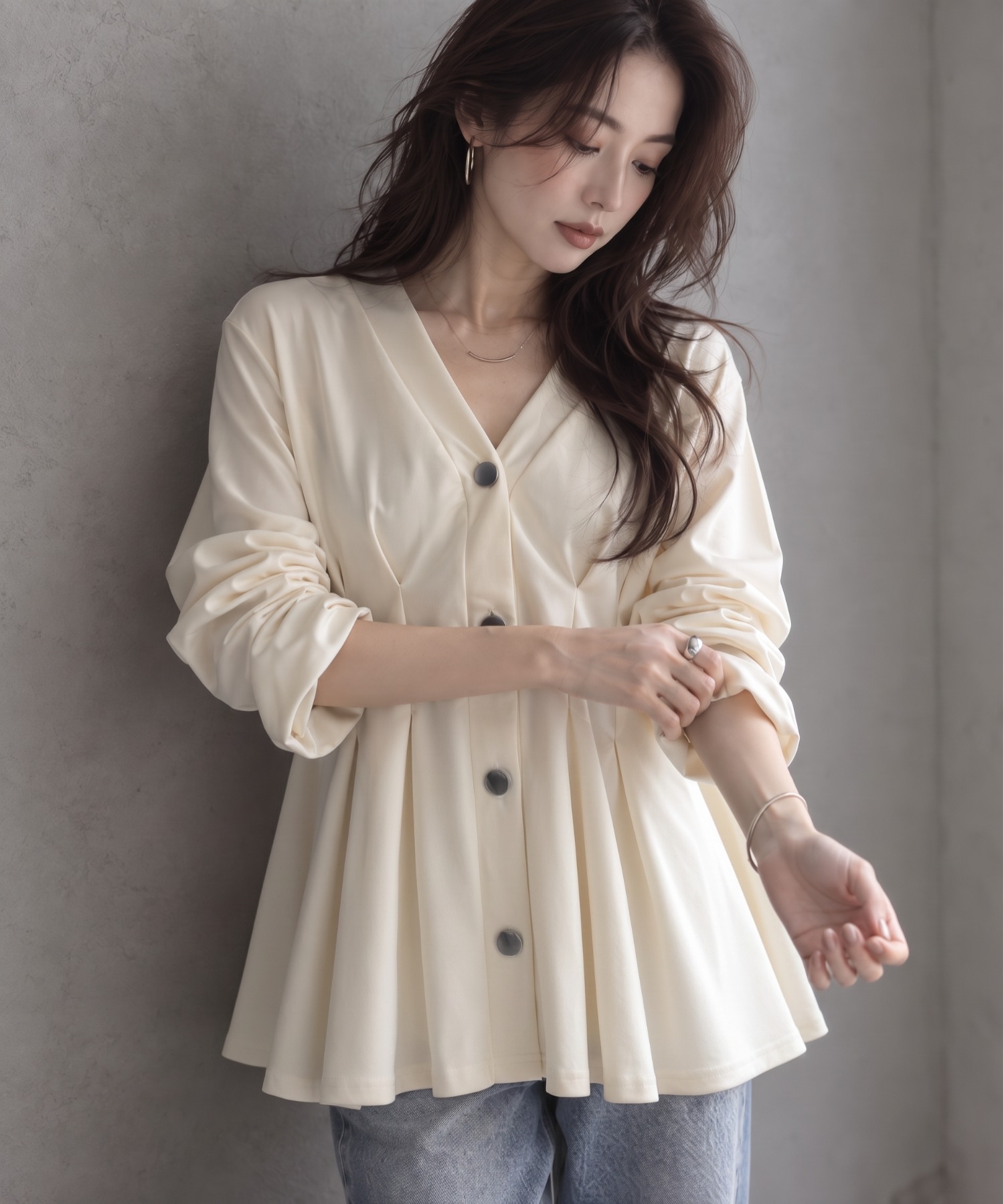モデル身長：158cm
着用サイズ：FREE