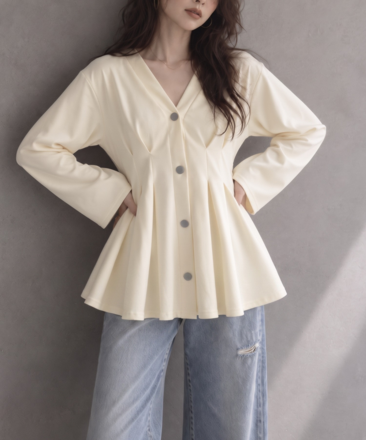 モデル身長：158cm
着用サイズ：FREE