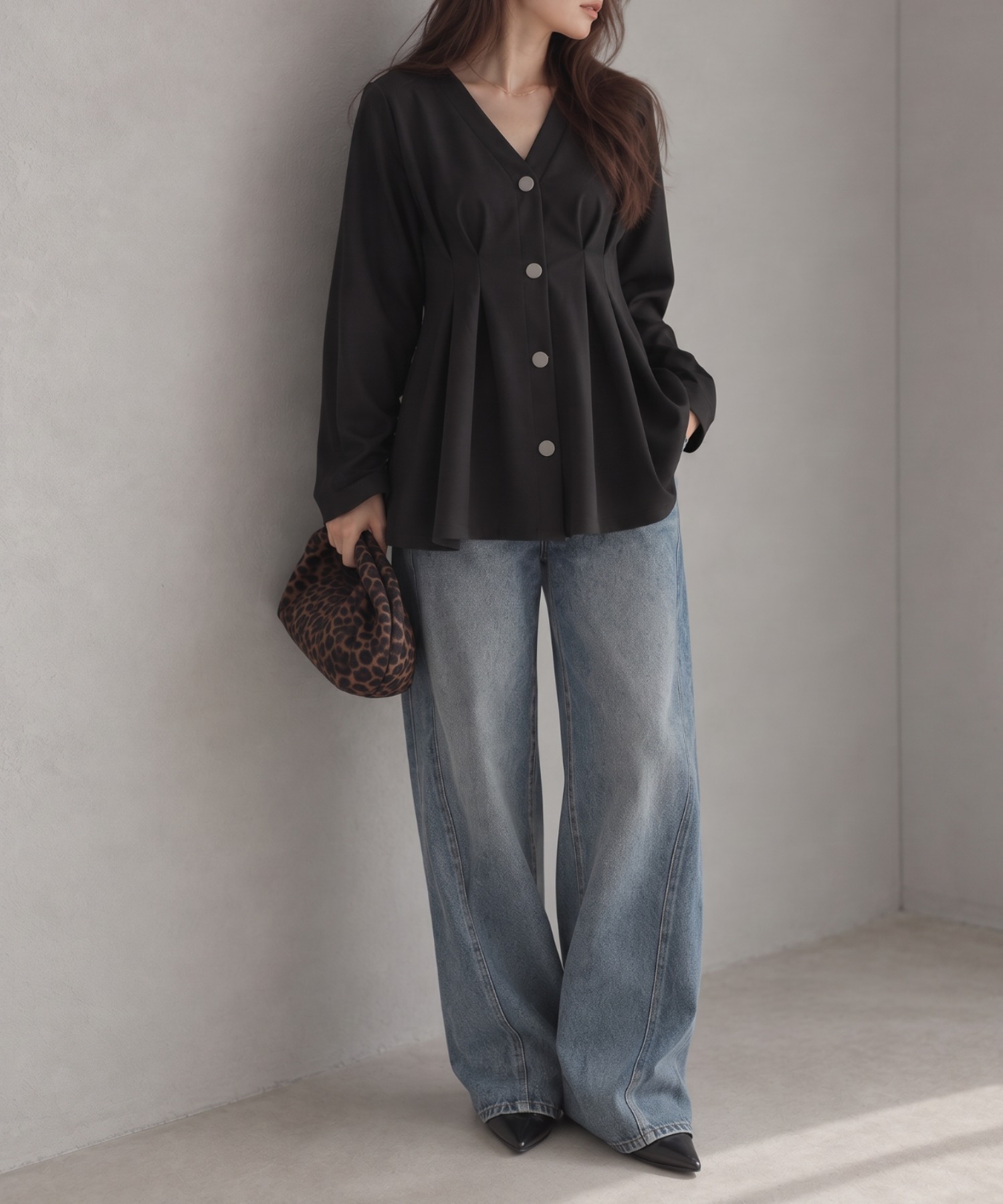 モデル身長：158cm
着用サイズ：FREE