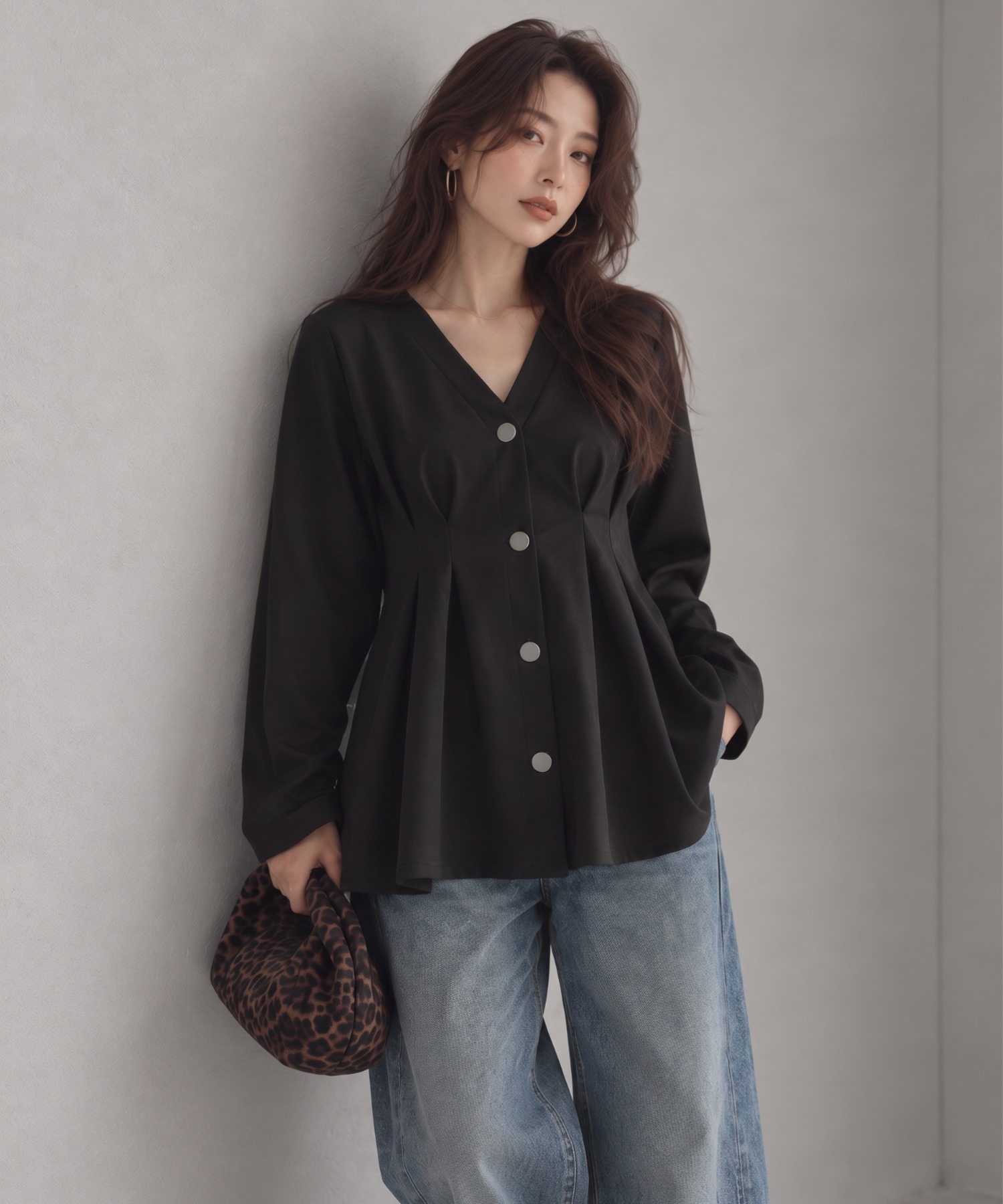 モデル身長：158cm
着用サイズ：FREE