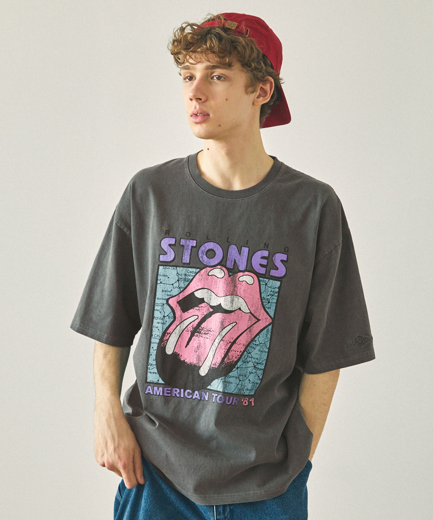 【Queen/The Rolling Stones/Guns N' Roses】別注 ロックプリント オーバーサイズ ピグメント加工 半袖Tシャツ EMMA CLOTHES 2023SS