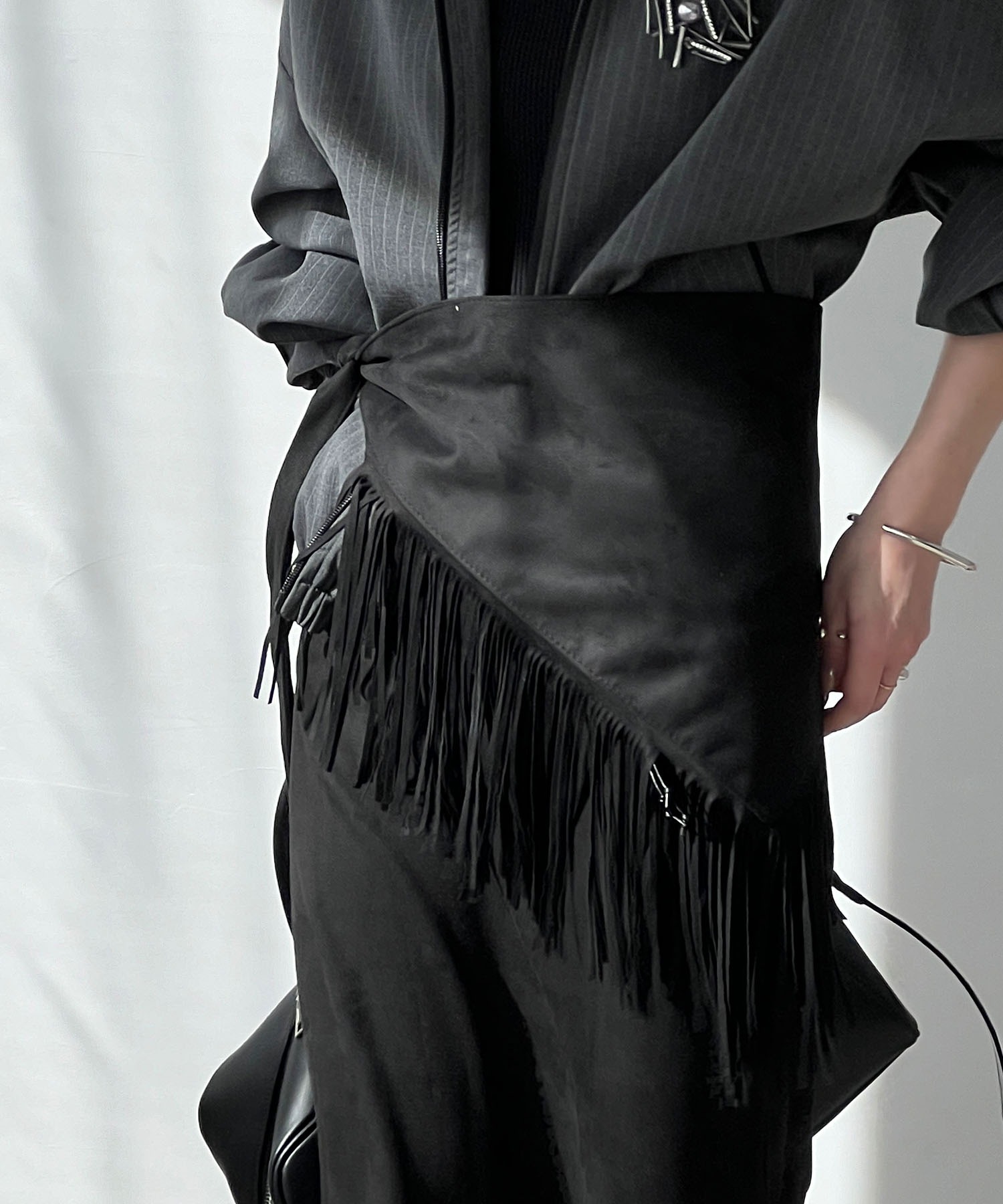 スエードライク フリンジラップベルト cha25s001-ファッション通販