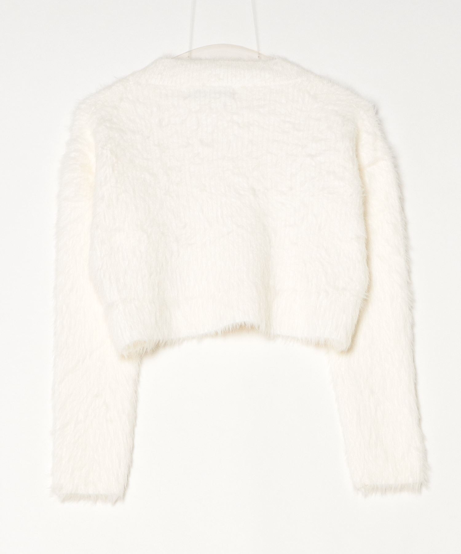 フェザー ファー ニット ホワイト 新品 A'GEM/9 × .kom 『.KOMZ/ドットケーオーエムゼット』Y2K Fluffy