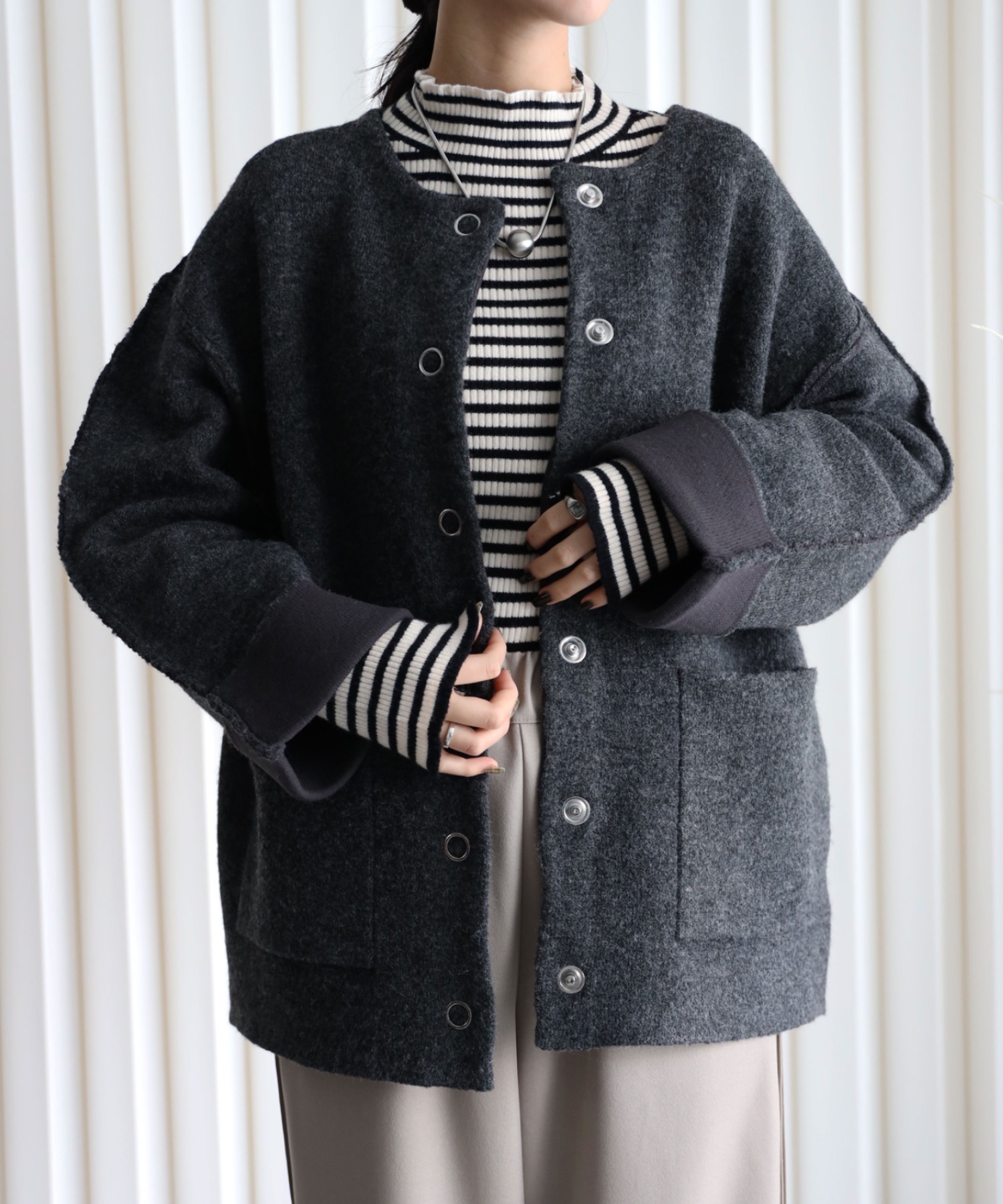 model：164cm. 着用サイズ：FREE
