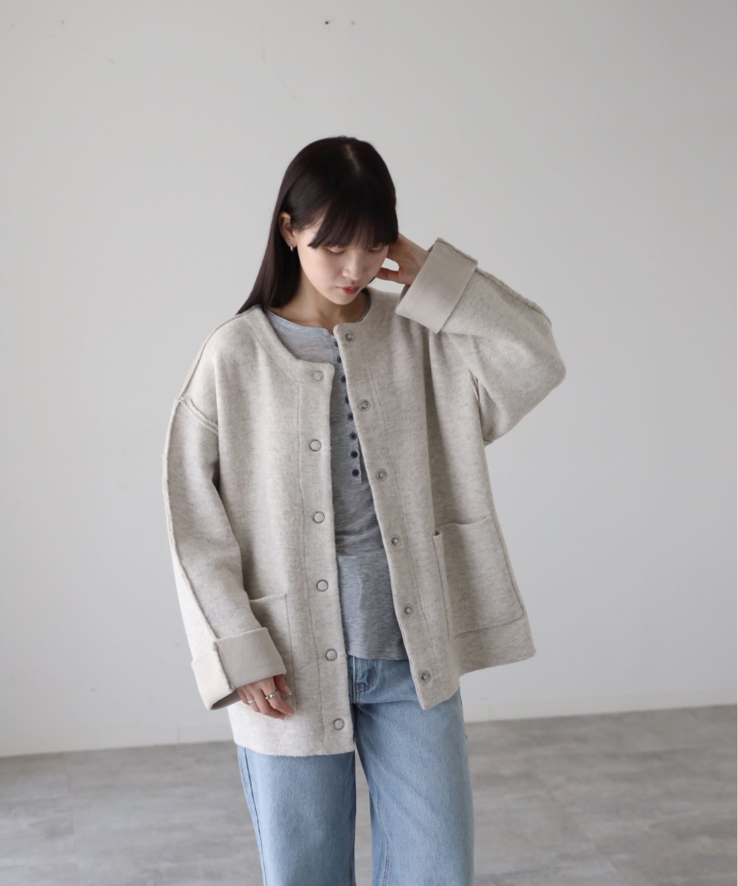 model：164cm. 着用サイズ：FREE