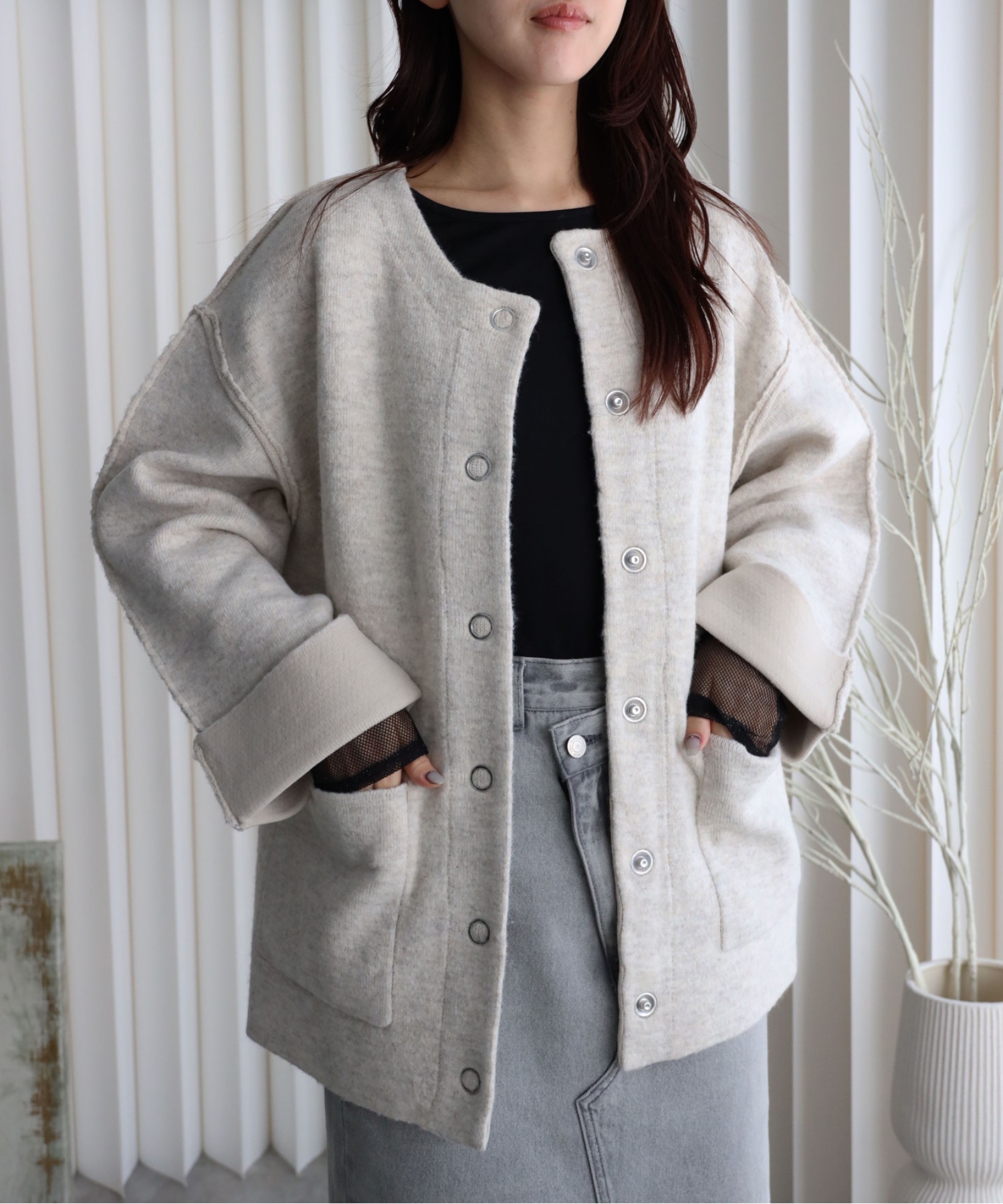 model：164cm. 着用サイズ：FREE