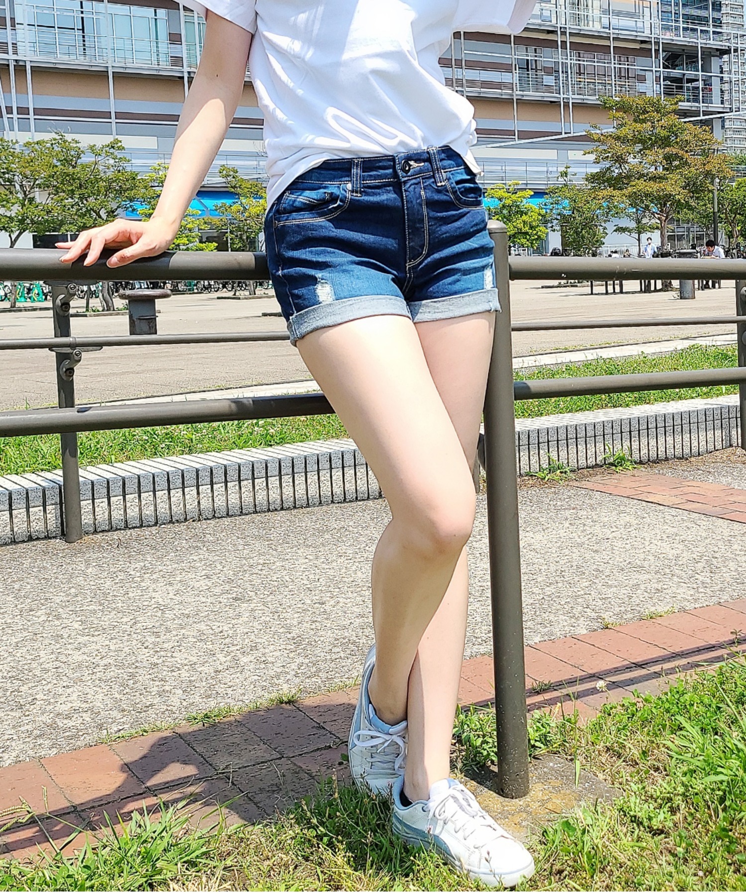 Westseaストレッチデニム ロールアップ ショートパンツ Cemrock Ie