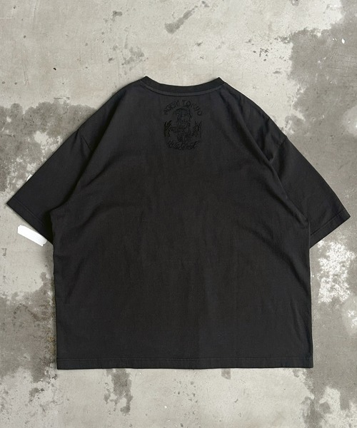 A'GEM/9 × .kom 『A'gem/エージェム』加工3連ｷｮﾝｼｰ刺繍半袖Tシャツ A