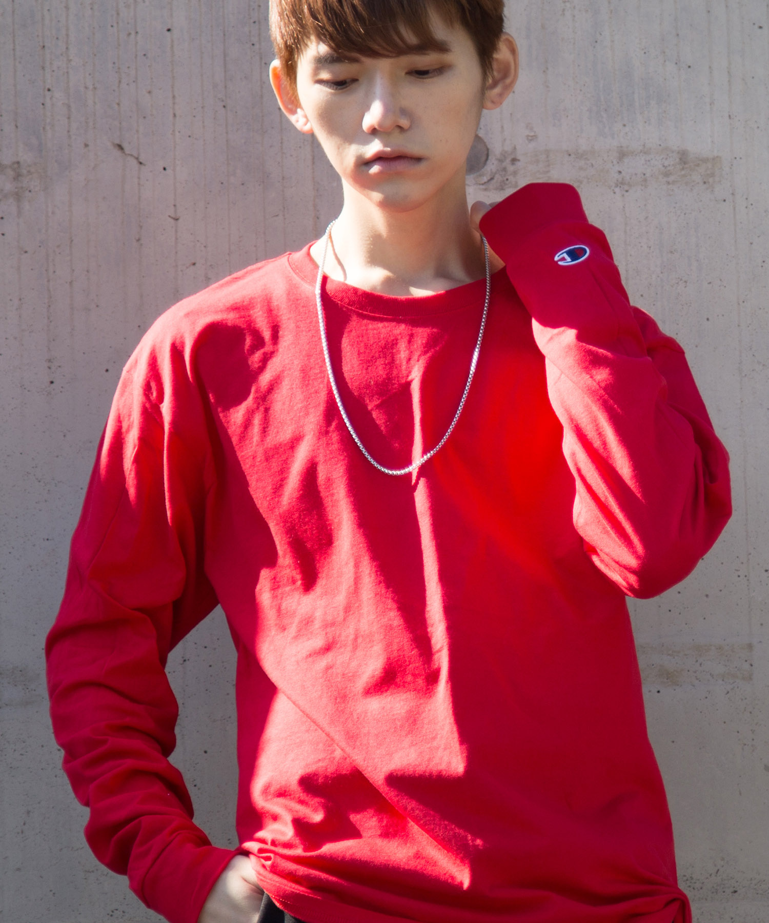 Champion Authentic T Shirts チャンピオン ビッグシルエット コットン Tシャツ 長袖 Basque Magenta Basque Magenta バスクマゼンタ 公式オンラインストア