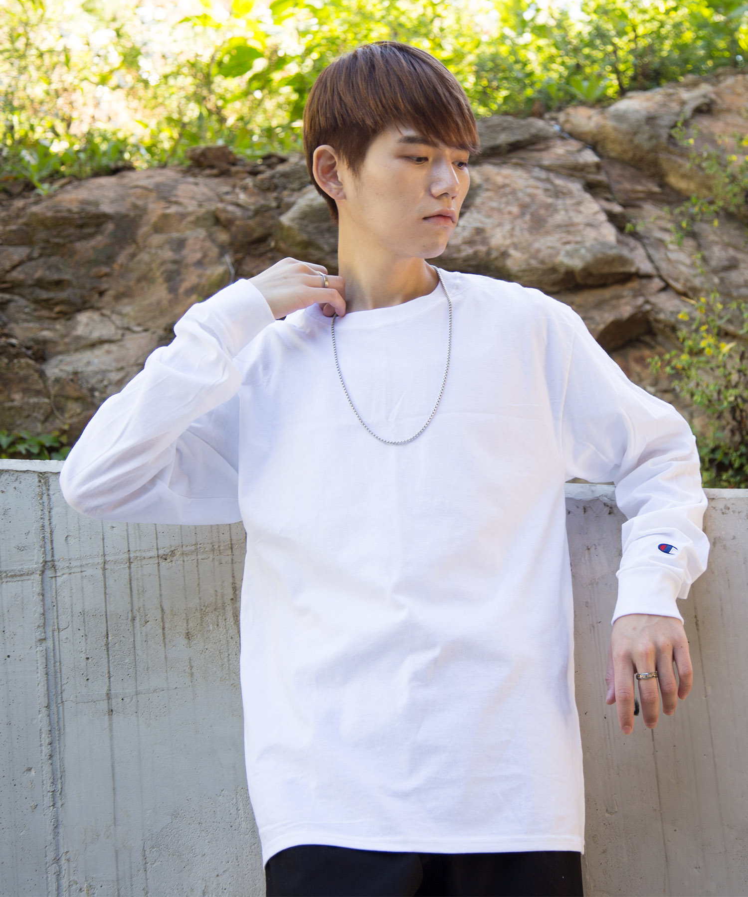 Champion Authentic T Shirts チャンピオン ビッグシルエット コットン Tシャツ 長袖 Basque Magenta Basque Magenta バスクマゼンタ 公式オンラインストア