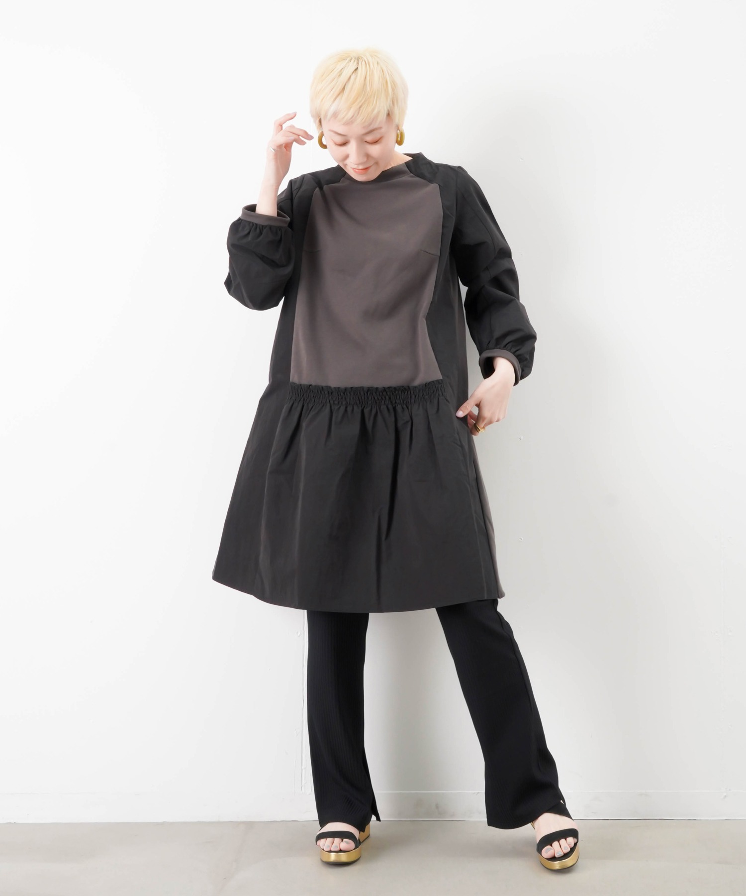 Avie Lc Lll ボリュームスリーブ切替ワンピース Minervainfotech In