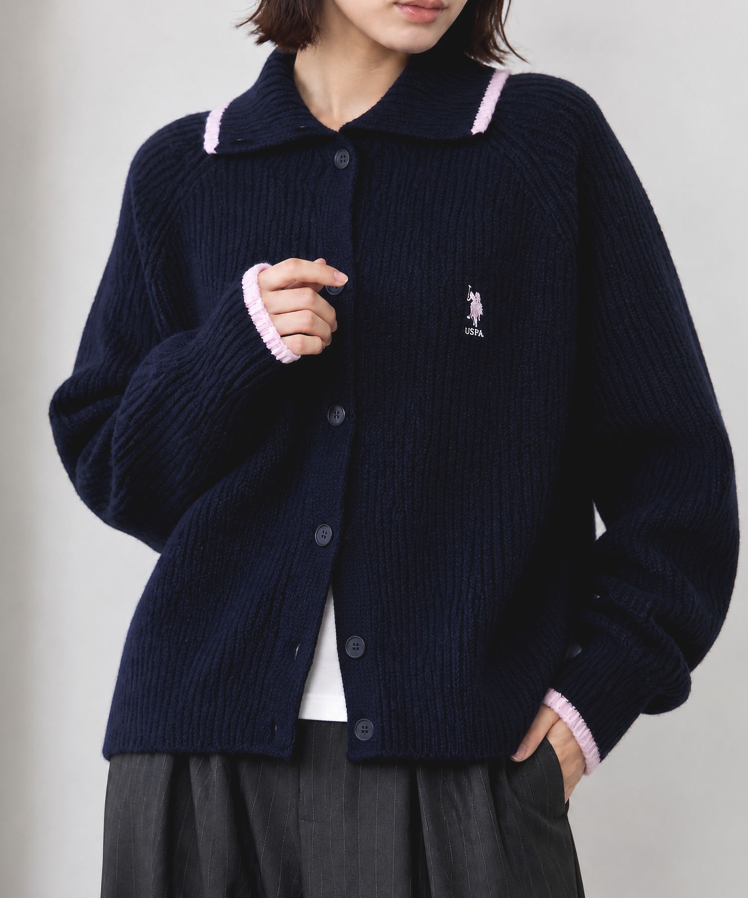 U.S. POLO ASSN./ユーエスポロアッスン 別注 ロゴ刺繍 配色ライン