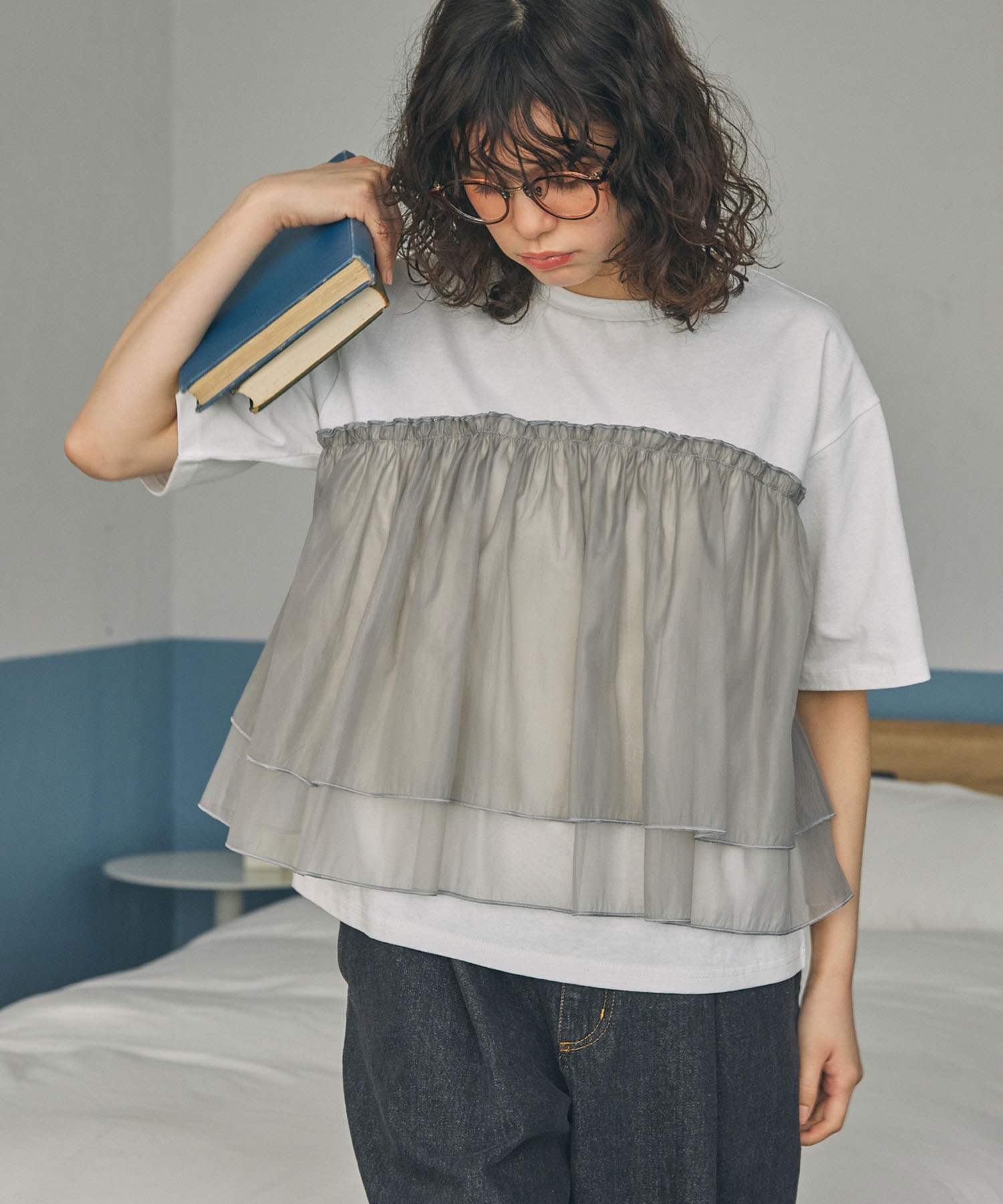 ビスチェ風 tシャツ ディップインチョコレート DIP IN CHOCOLATE ビスチェ風デザインTシャツ DIP IN CHOCOLATE ブラック -ファッション通販