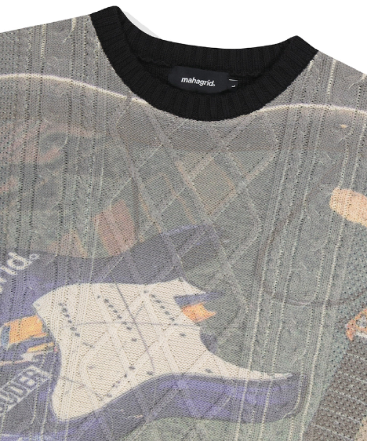mahagrid/マハグリッド』BROKEN GUITAR CABLE KNIT SWEATER