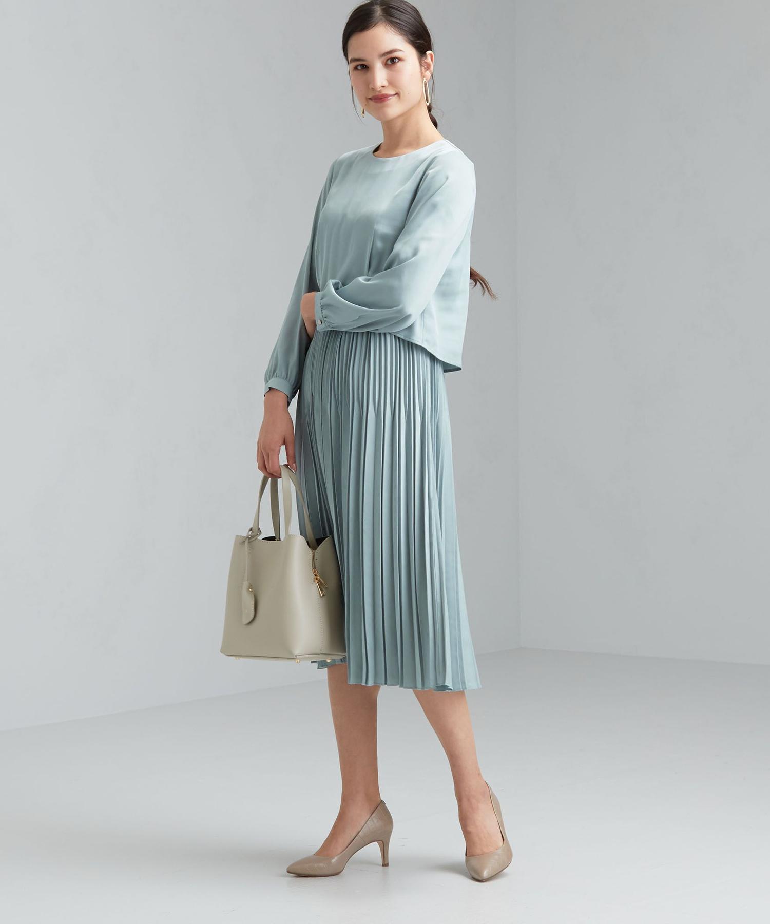 商品詳細 Cs サテン プリーツ ワンピース Green Label Relaxing グリーンレーベル リラクシング 公式通販