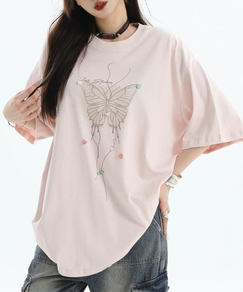 tシャツ A'GEM/9 × .kom 「INSstudios/インスステュディオス」蝶Tシャツ レディース メンズ A'GEM/9 × .kom 『INSstudios/インスステュディオス』蝶Tシャツ