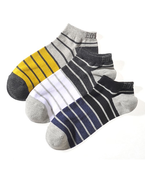 Edwin メンズ スニーカー丈ソックス 人気の春夏 3足組み