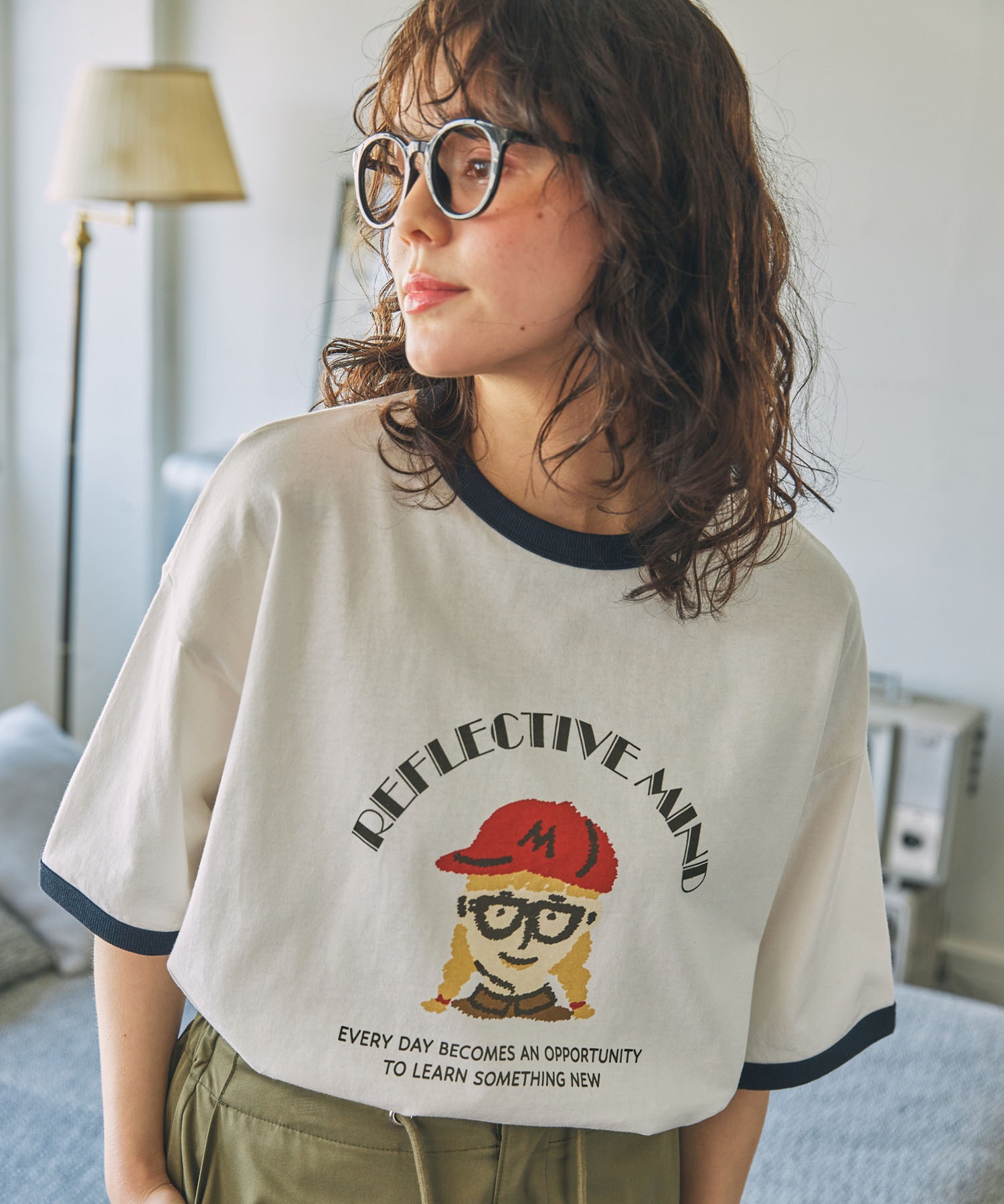 GIRLプリント半袖 オーバーサイズTシャツ MONO-MART LADY'S