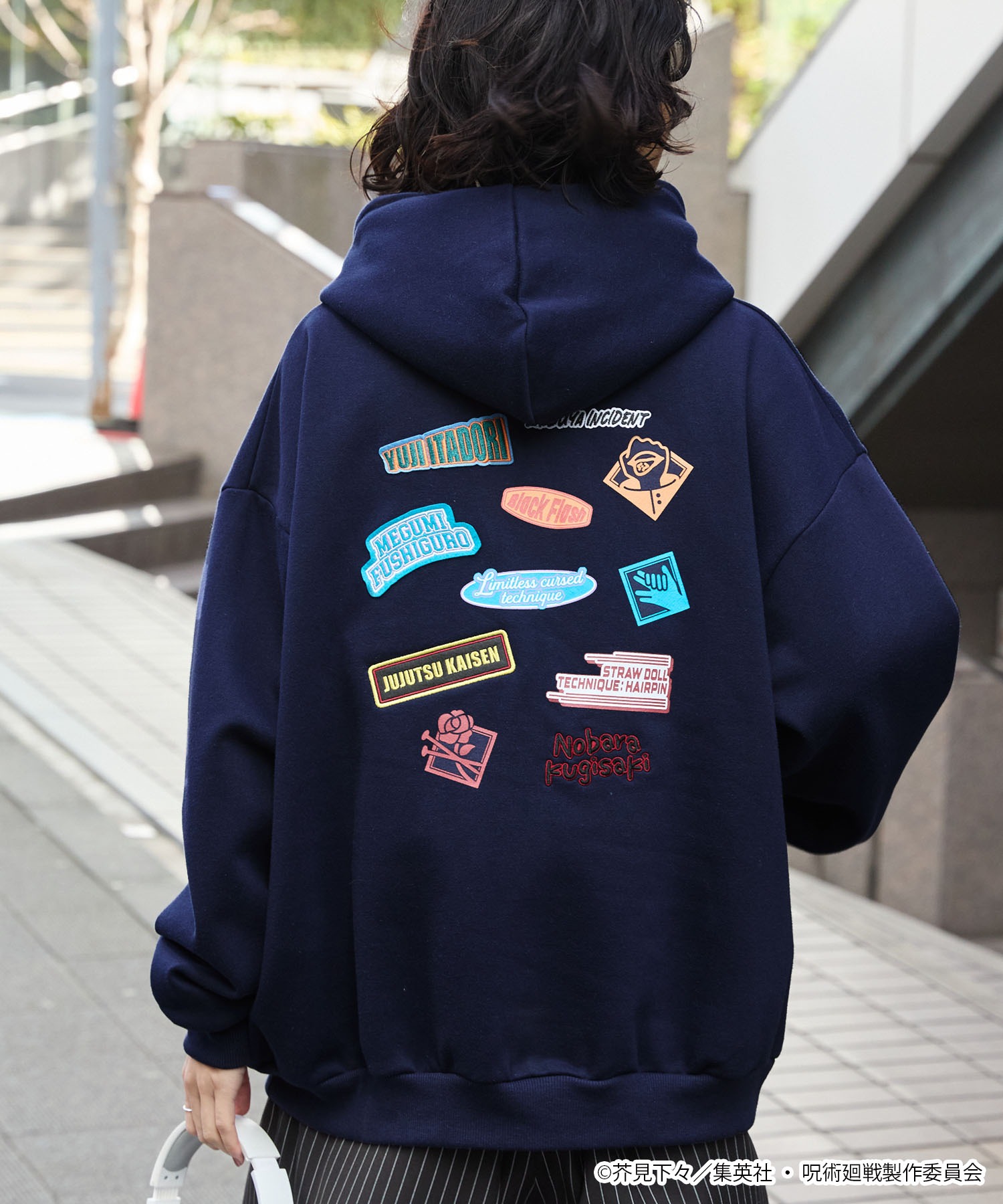 呪術廻戦】別注 プリント 刺繍 オーバーサイズ プルオーバー パーカー