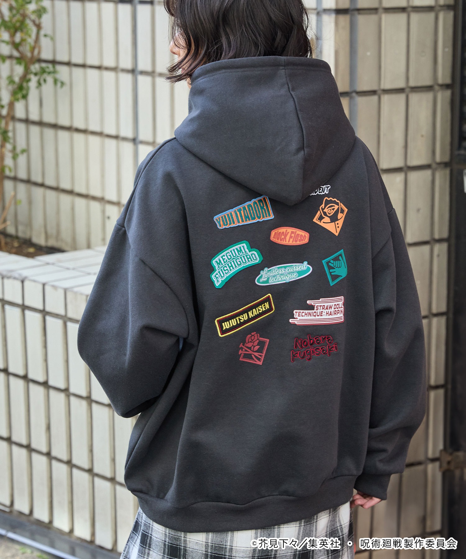 呪術廻戦】別注 プリント 刺繍 オーバーサイズ プルオーバー パーカー