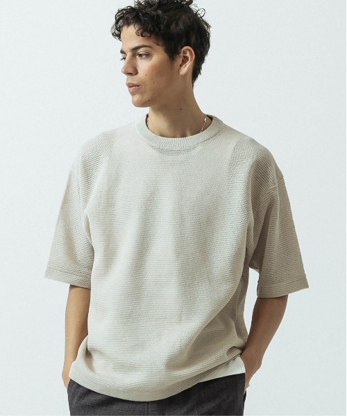SLICK Linen Mix Sheer Mesh Knit T‑Shirt — полупрозрачная трикотажная футболка из льняной смеси