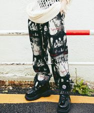 THE SLITS/PHOTO CUTジャカード 1タックスラックスパンツ