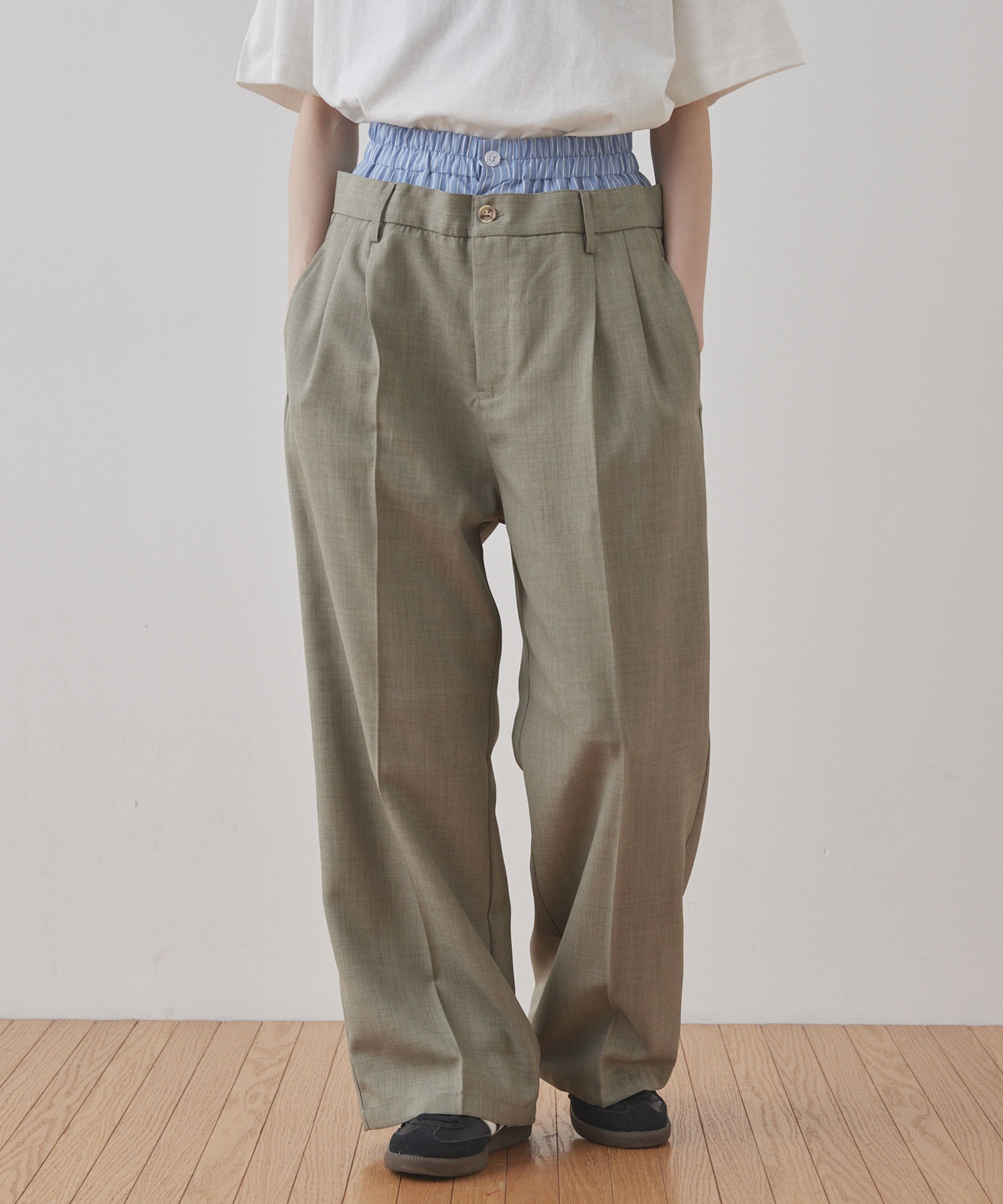 【セットアップ対応】ファインウールニットパンツ ABAHOUSE GRAY パンツ 「MASCHILE」セットアップ対応/チェック