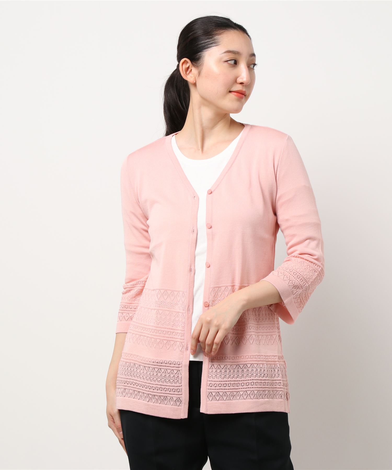 沖縄・離島除く全国届 【美品】 HANAE MORI ALMA EN ROSE カーディガン 