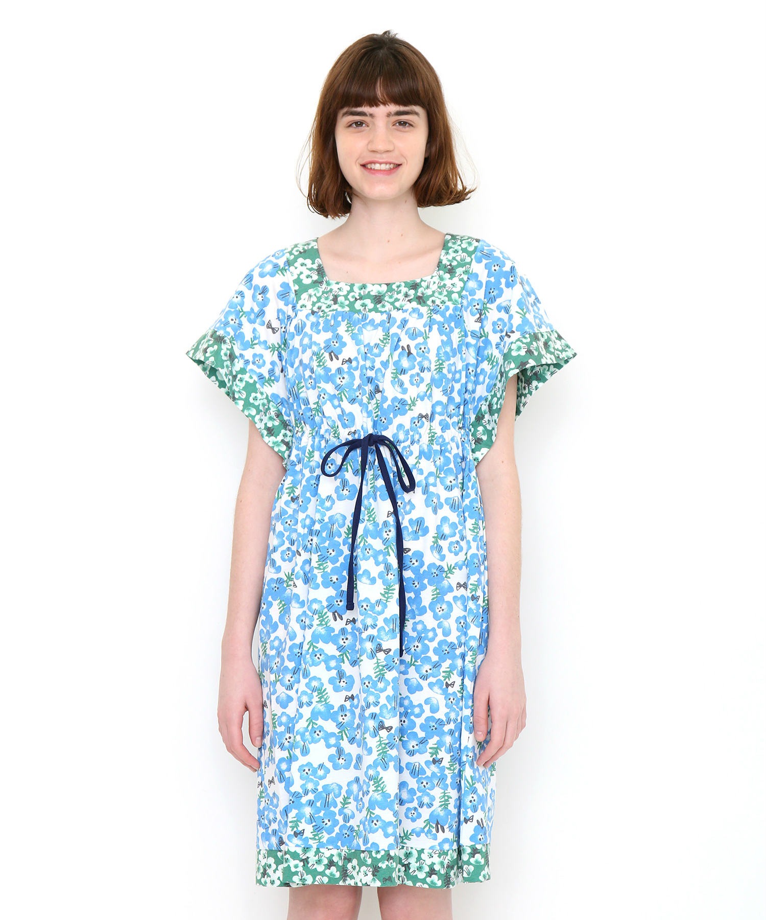 ネモフィラフィールド ミックスパターンワンピース オフホワイト Missionindira Com