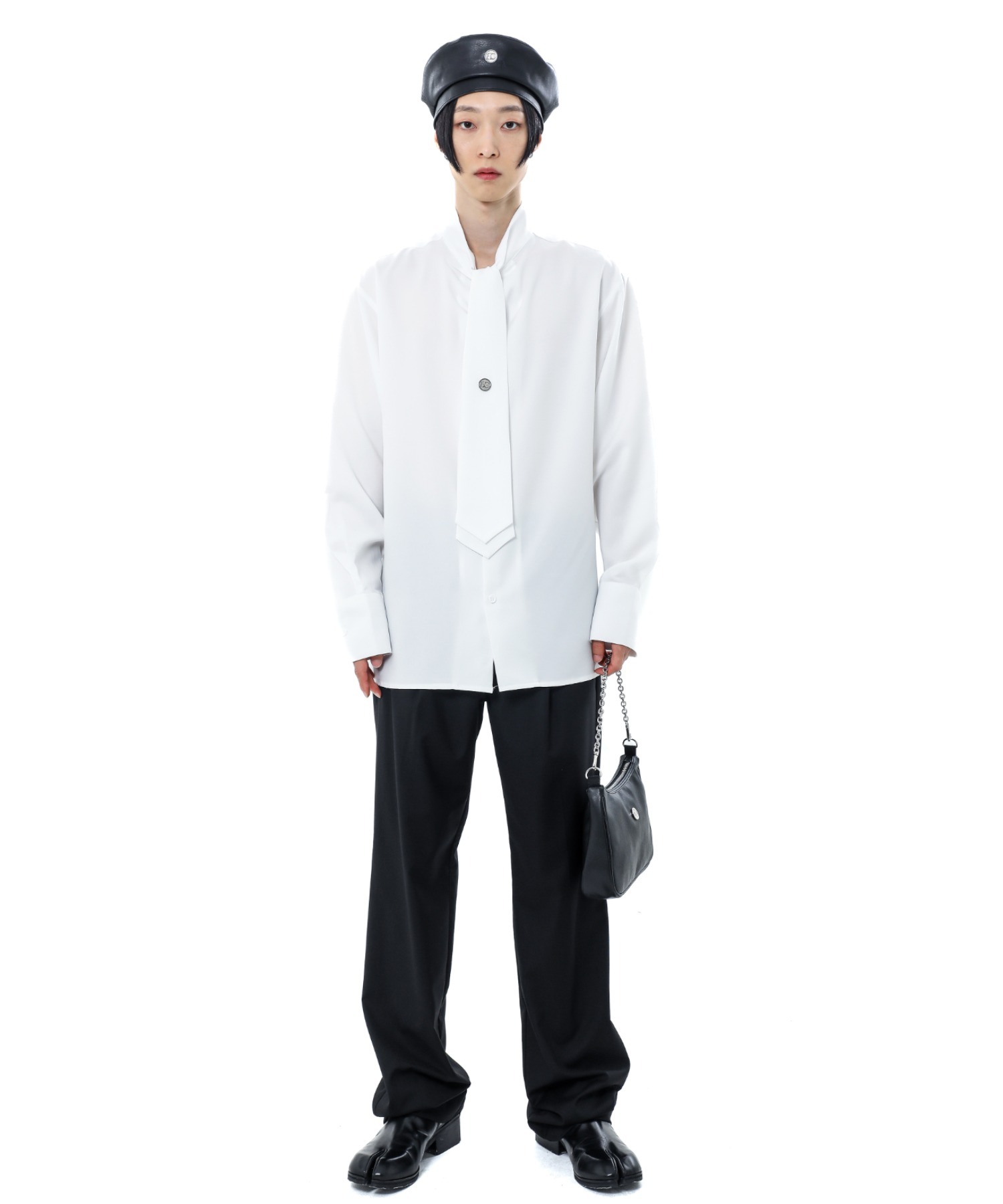 ブラウス シャツ A'GEM/9 × .kom「BASIC COTTON/ベーシックコットン」タイデザイン長袖シャツ レディース メンズ BASIC COTTON ブラウス シャツ A'GEM/9 × .kom「BASIC COTTON