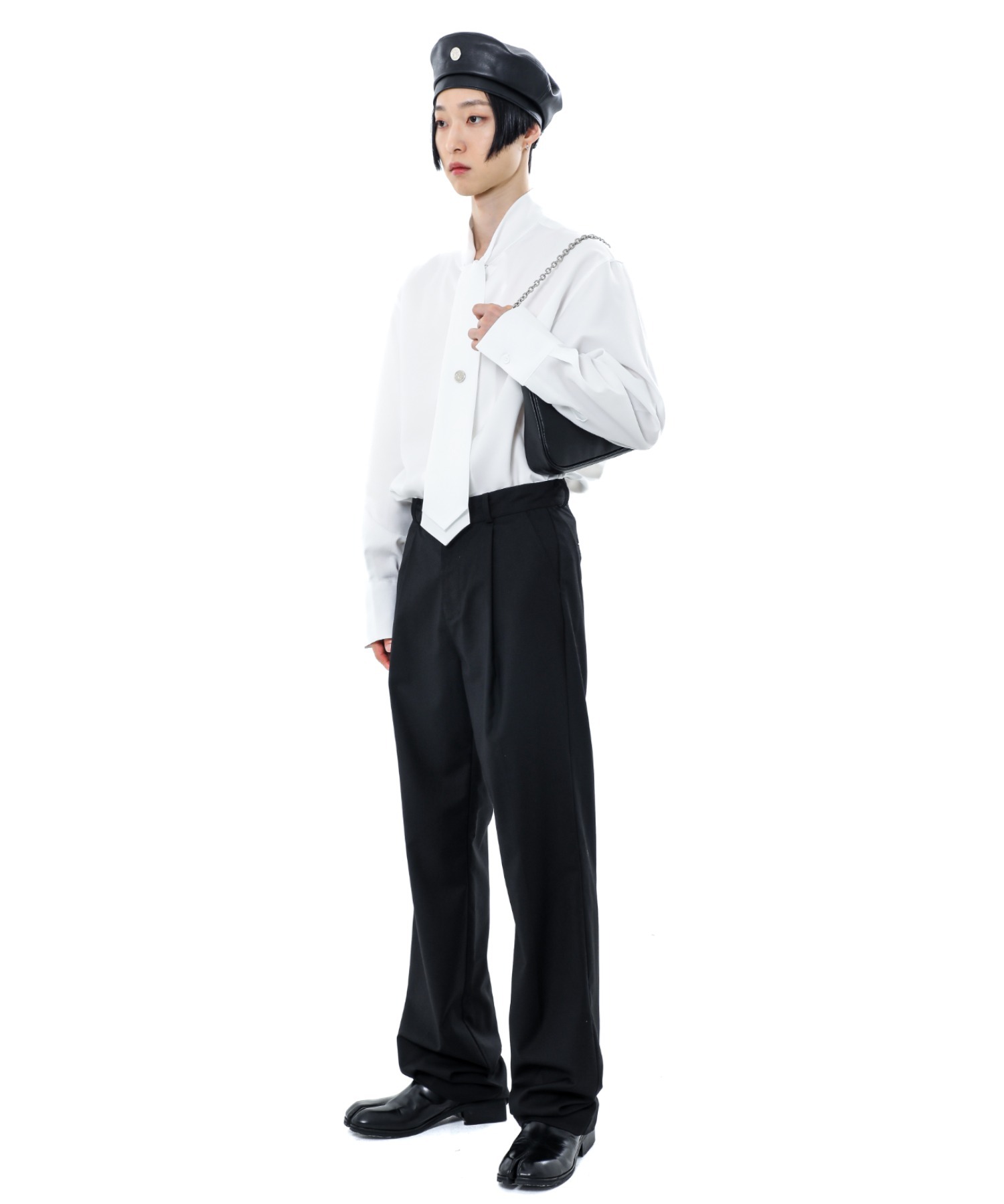 ブラウス シャツ A'GEM/9 × .kom「BASIC COTTON/ベーシックコットン」タイデザイン長袖シャツ レディース メンズ BASIC COTTON ブラウス シャツ A'GEM/9 × .kom「BASIC COTTON