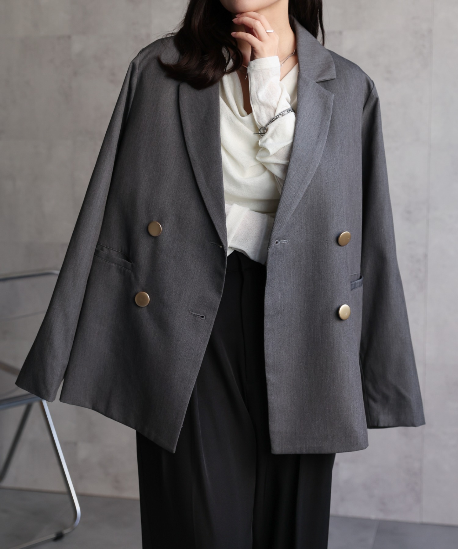 model : 156cm  着用サイズ:FREE
※金ボタン