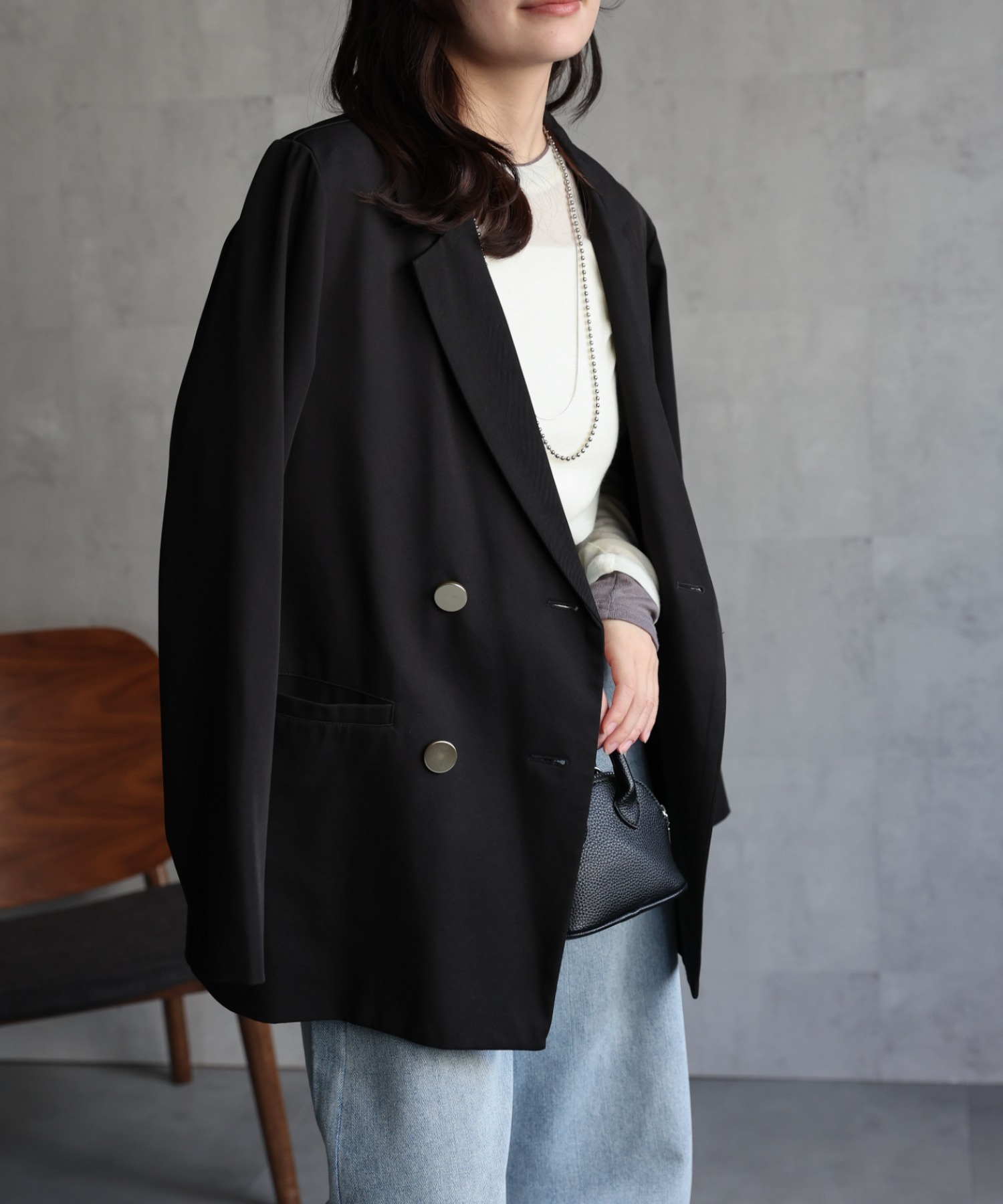 model：156cm 着用サイズ：FREE
※金ボタン