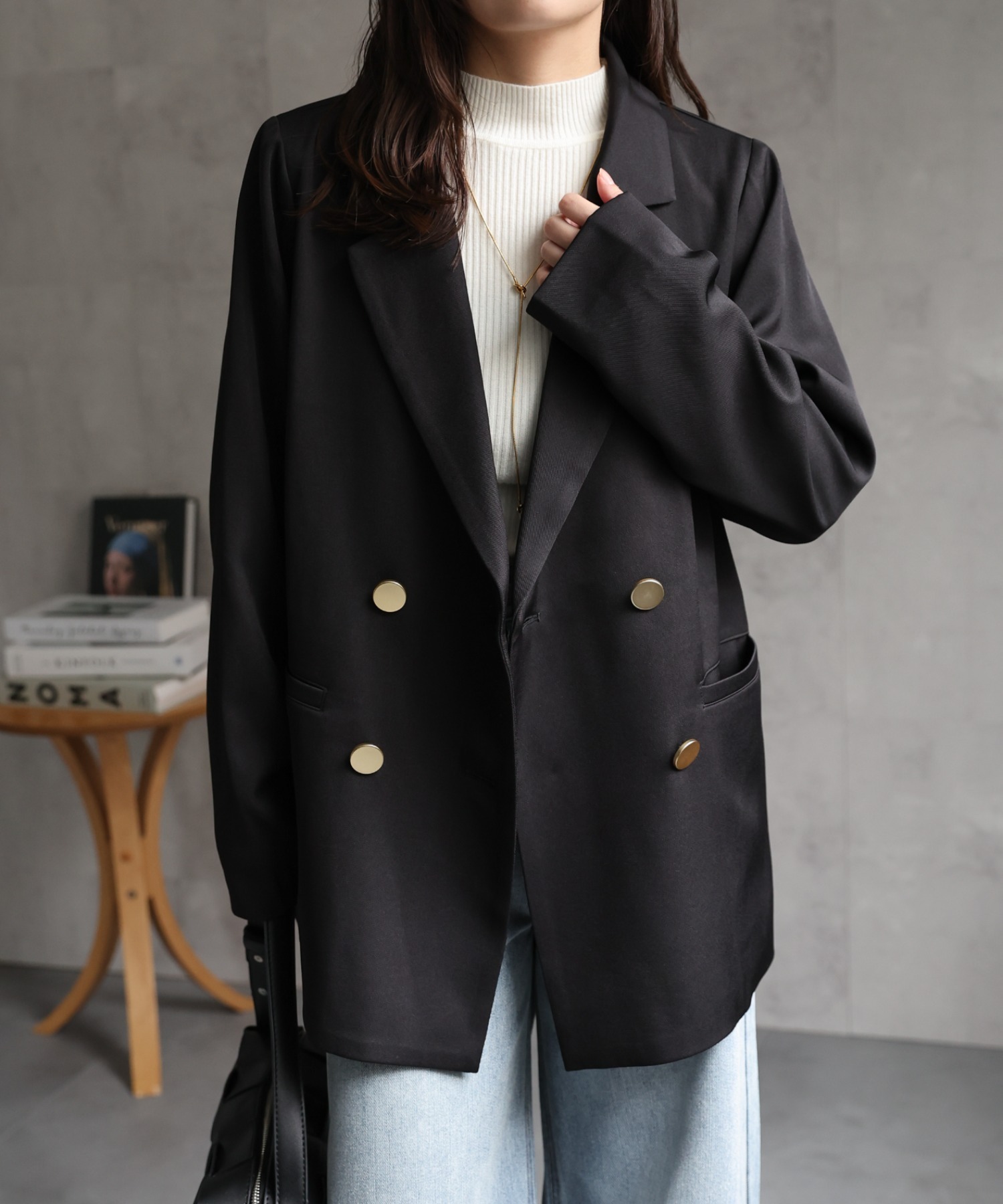 model：156cm 着用サイズ：FREE
※金ボタン