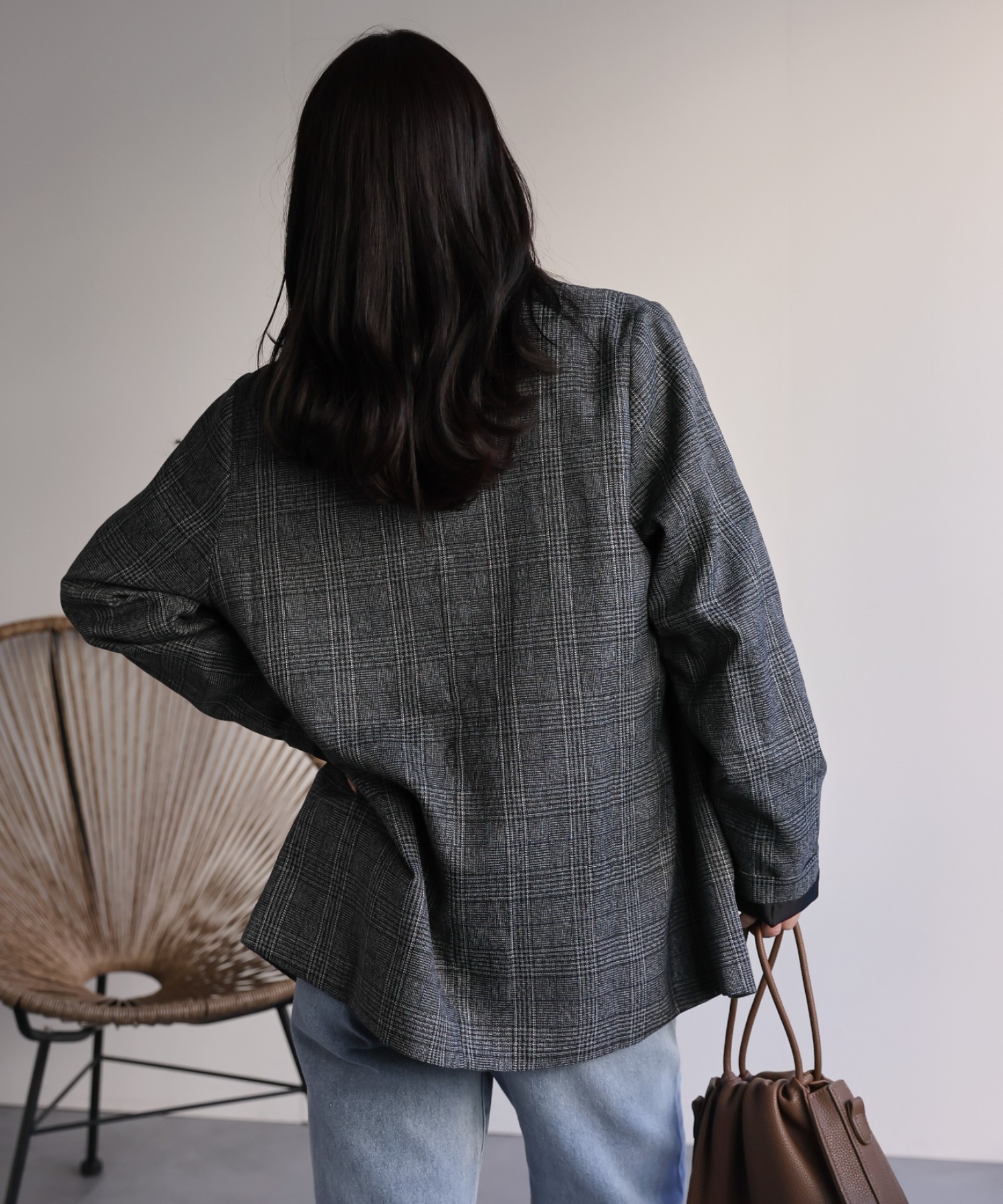 model：156cm 着用サイズ：FREE
※マーブルボタン