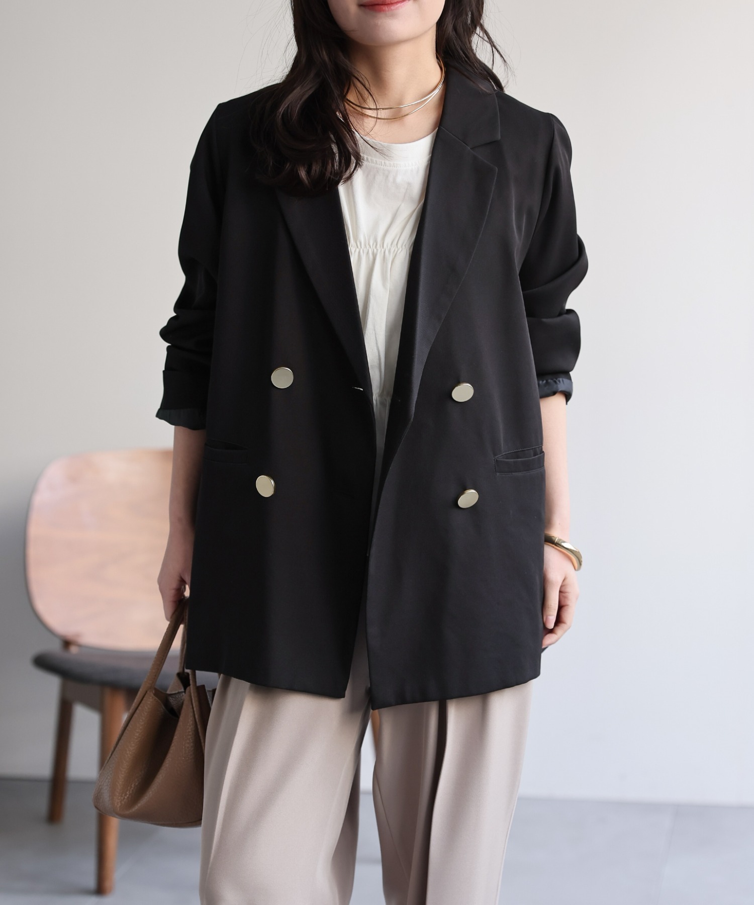 model : 156cm  着用サイズ:FREE
※金ボタン